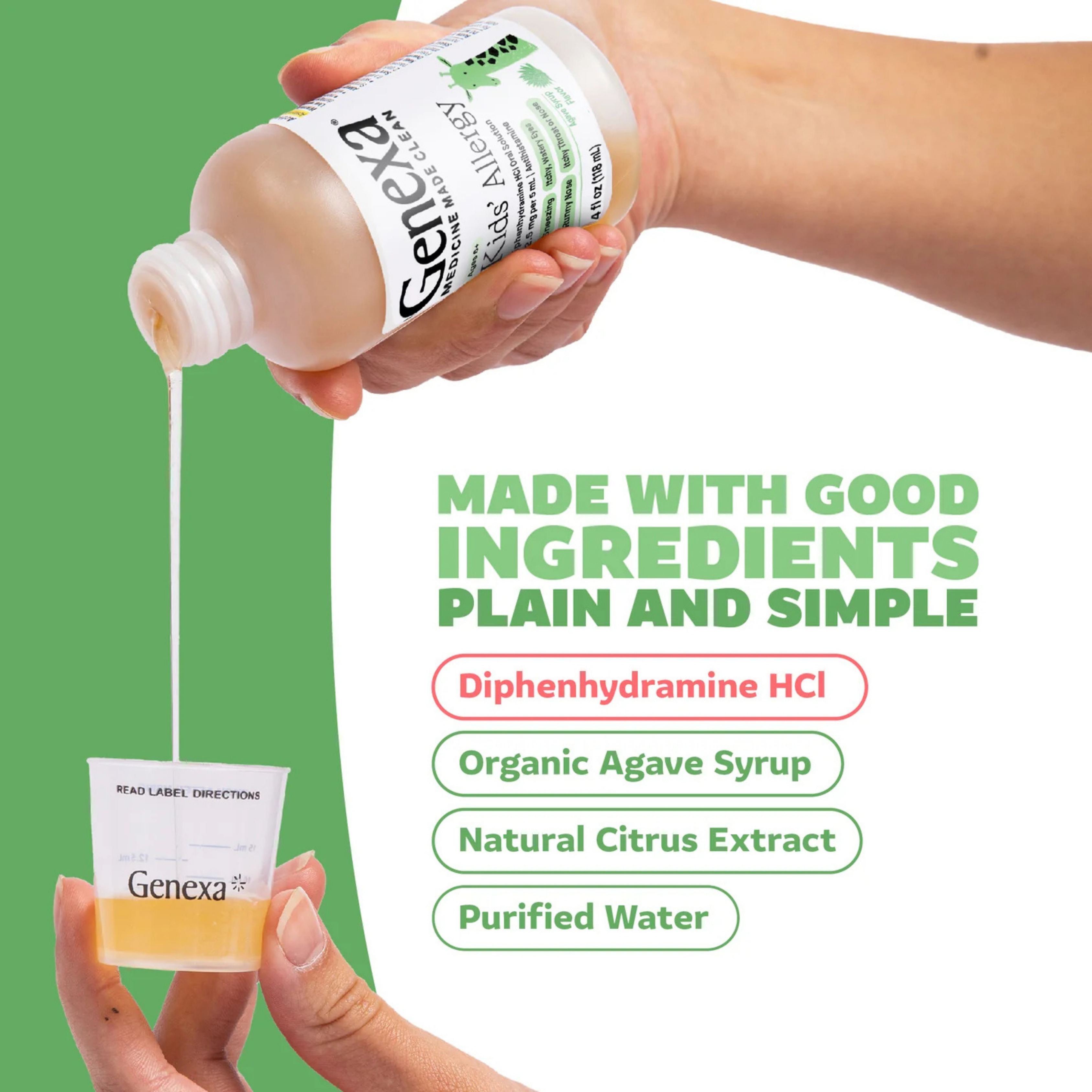 Genexa, Kids' Allergy, Ages 6+, Organic Agave, 4 fl oz, 118 ml