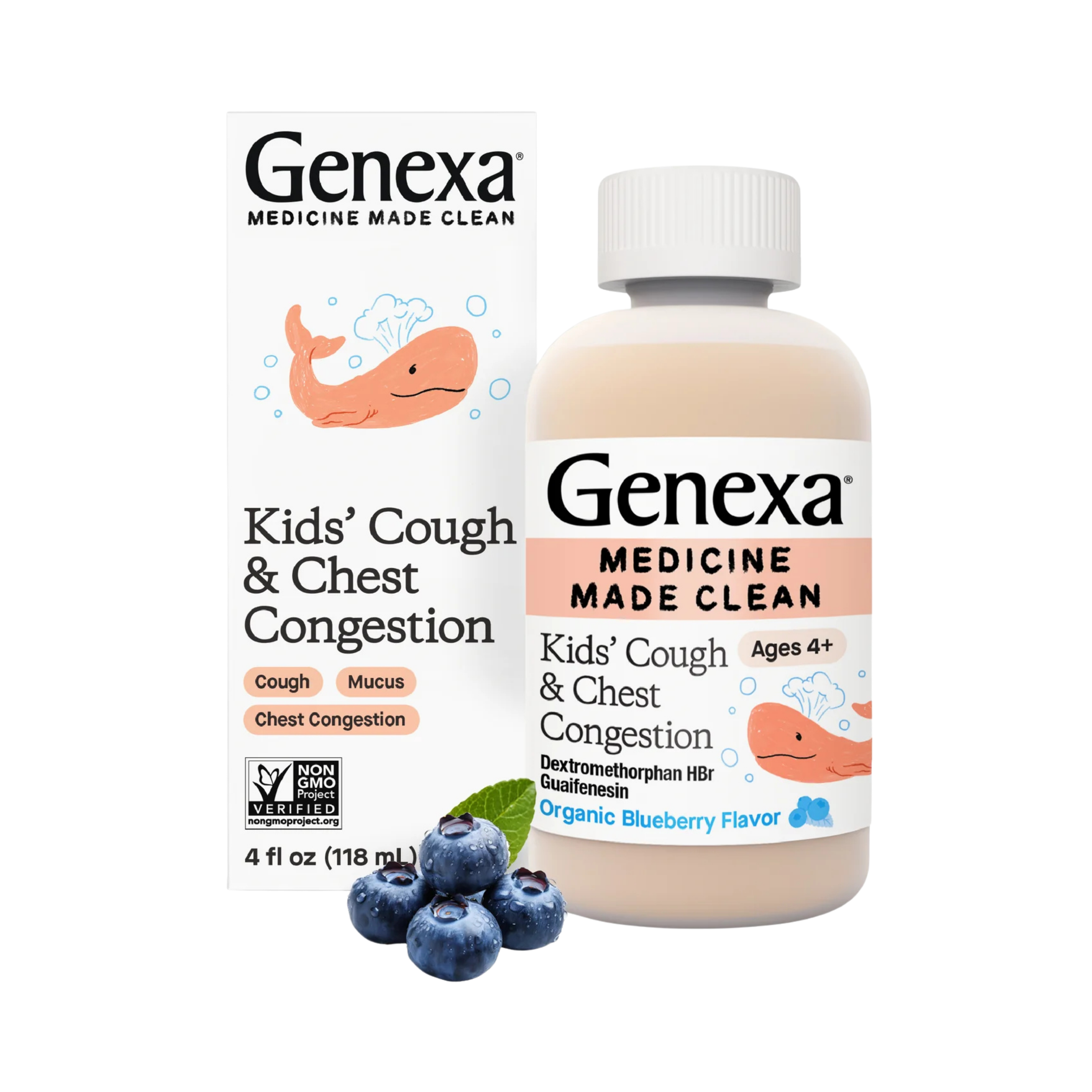 Genexa, Kid's Cough & Chest Congestion, Ages 4-11, Organic Blueberry, 4 fl oz, 118 ml