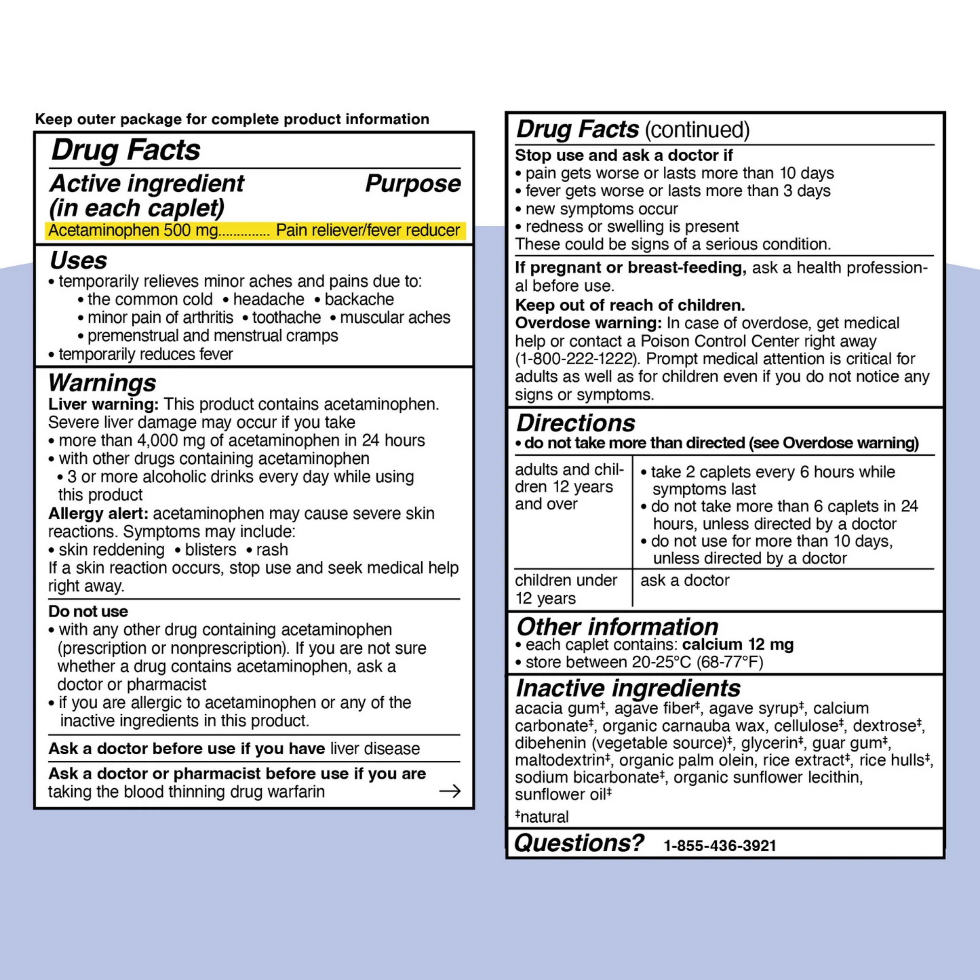 Genexa, Acetaminophen Extra Strength, 500 mg, 50 Capsules