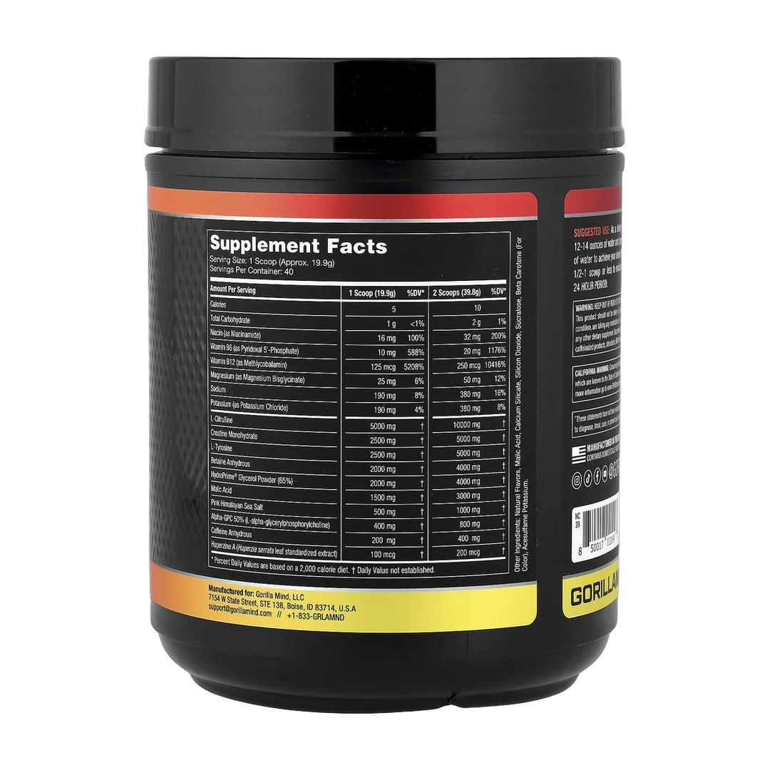 Gorilla Mind, Mode, Pre-Workout Formula, Orange Rush, 1.75 lb (796 g)