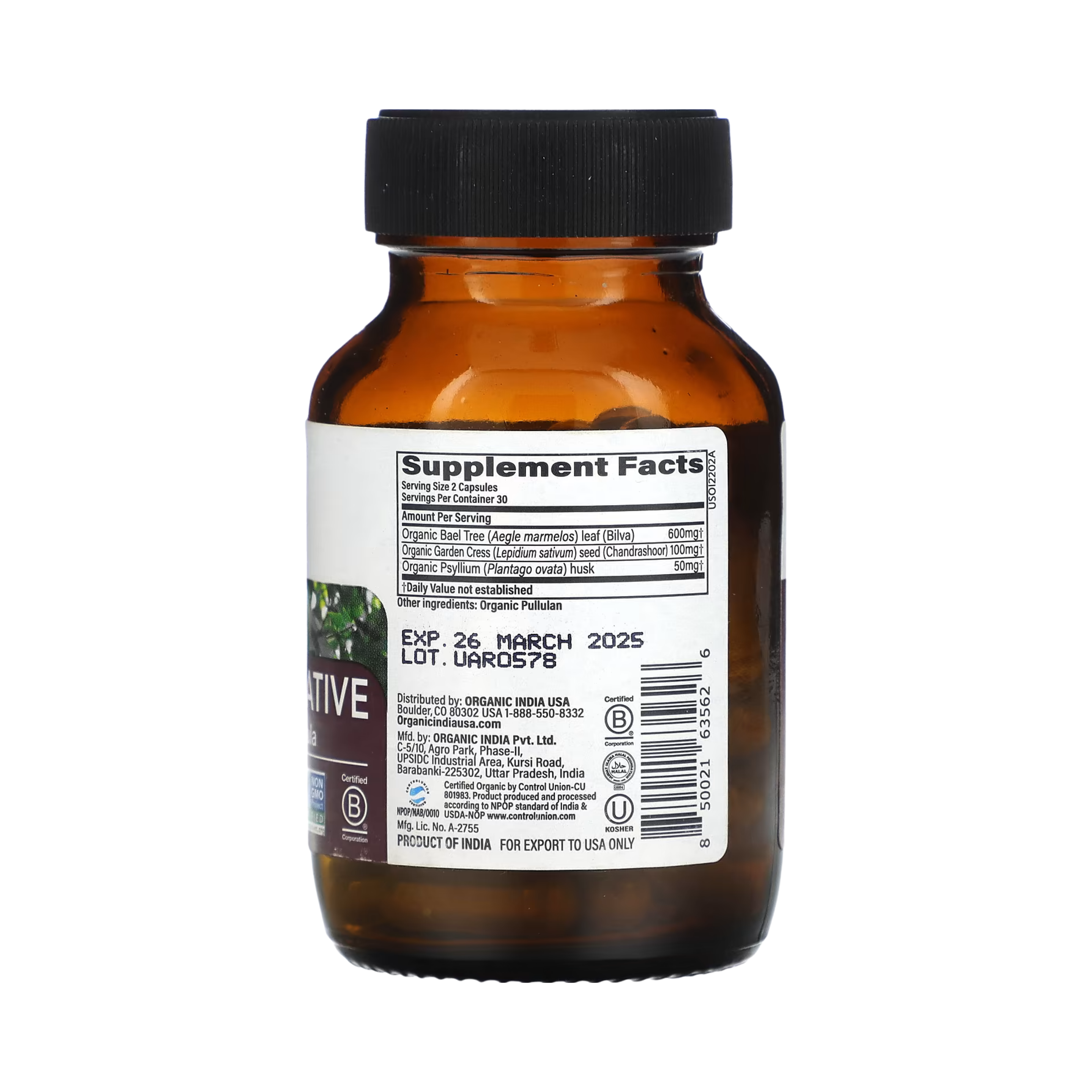 Organic India, Herbal Laxative, Senna Free Formula, 60 Veg Caps