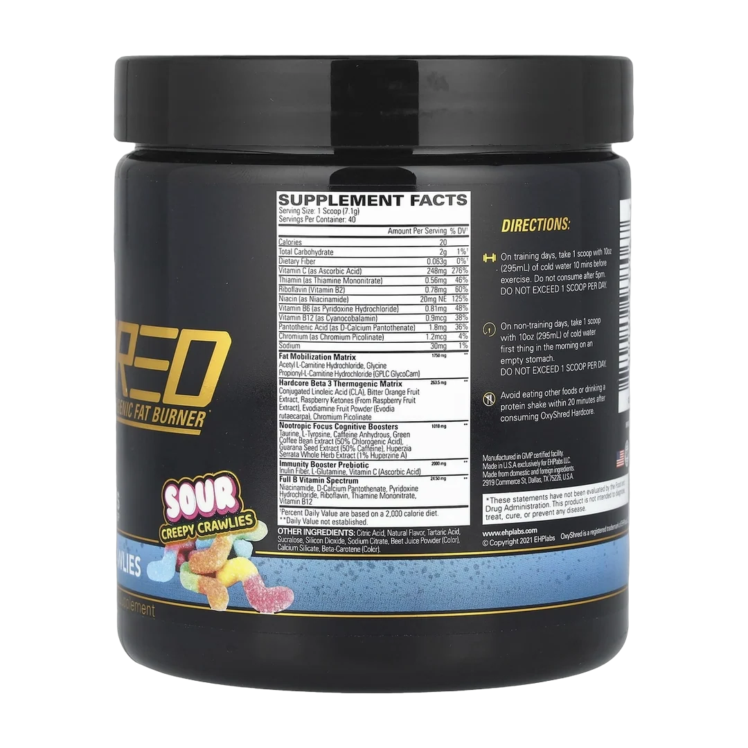 EHPlabs, OxyShred Hardcore, Thermogenic Fat Burner, Sour Creepy Crawlies, 10.02 oz (284 g)