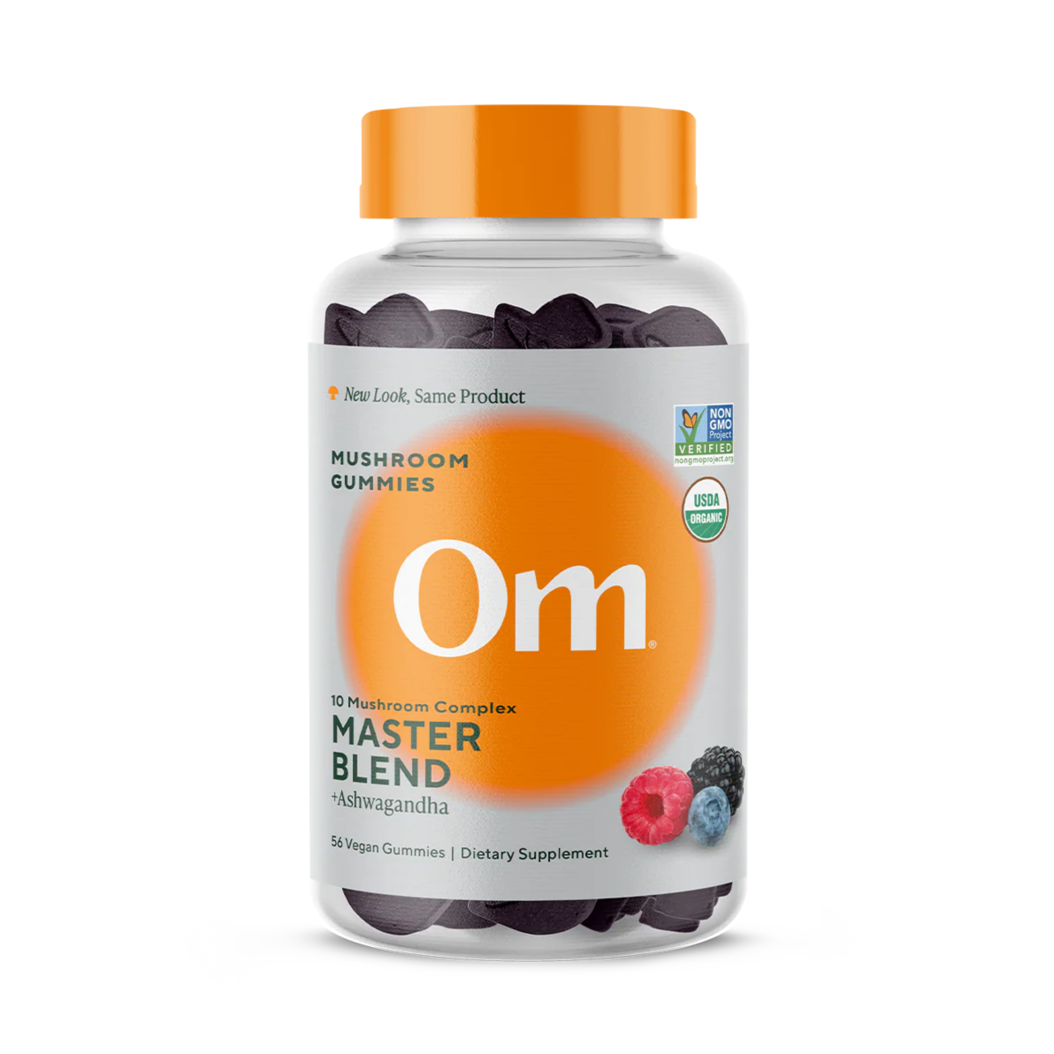 Om Mushrooms, Master Blend, Mushroom Gummies, Mixed Berry, 56 Vegan Gummies