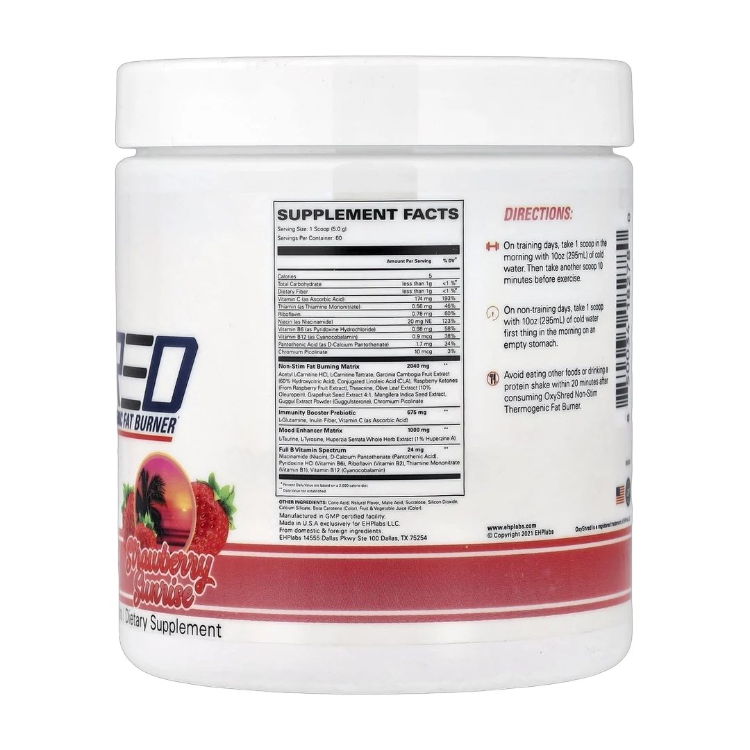EHPlabs, OxyShred Non-Stim, Thermogenic Fat Burner, Strawberry Sunrise, 10.6 oz (302 g)