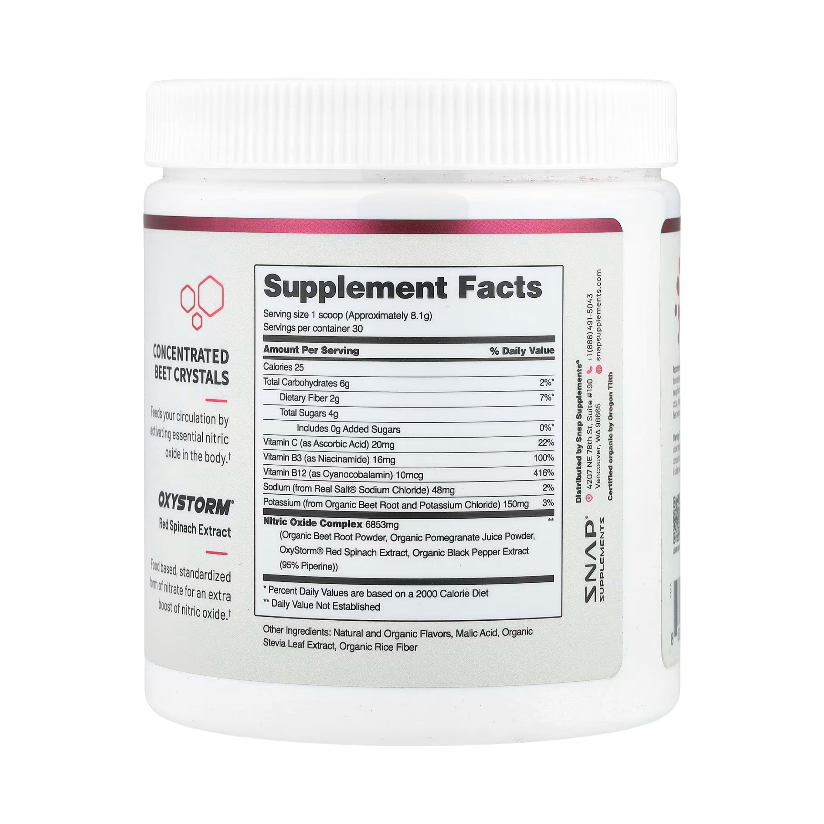 Snap Supplements, Nitric Oxide, Mixed Berry, 8.8 Oz
