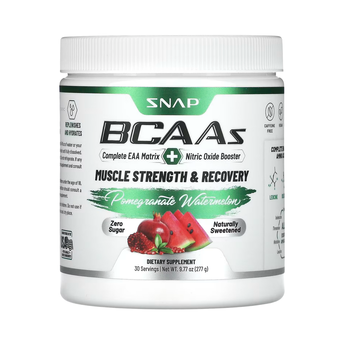 Snap Supplements, BCAAs, Pomegranate Watermelon, 9.77 Oz