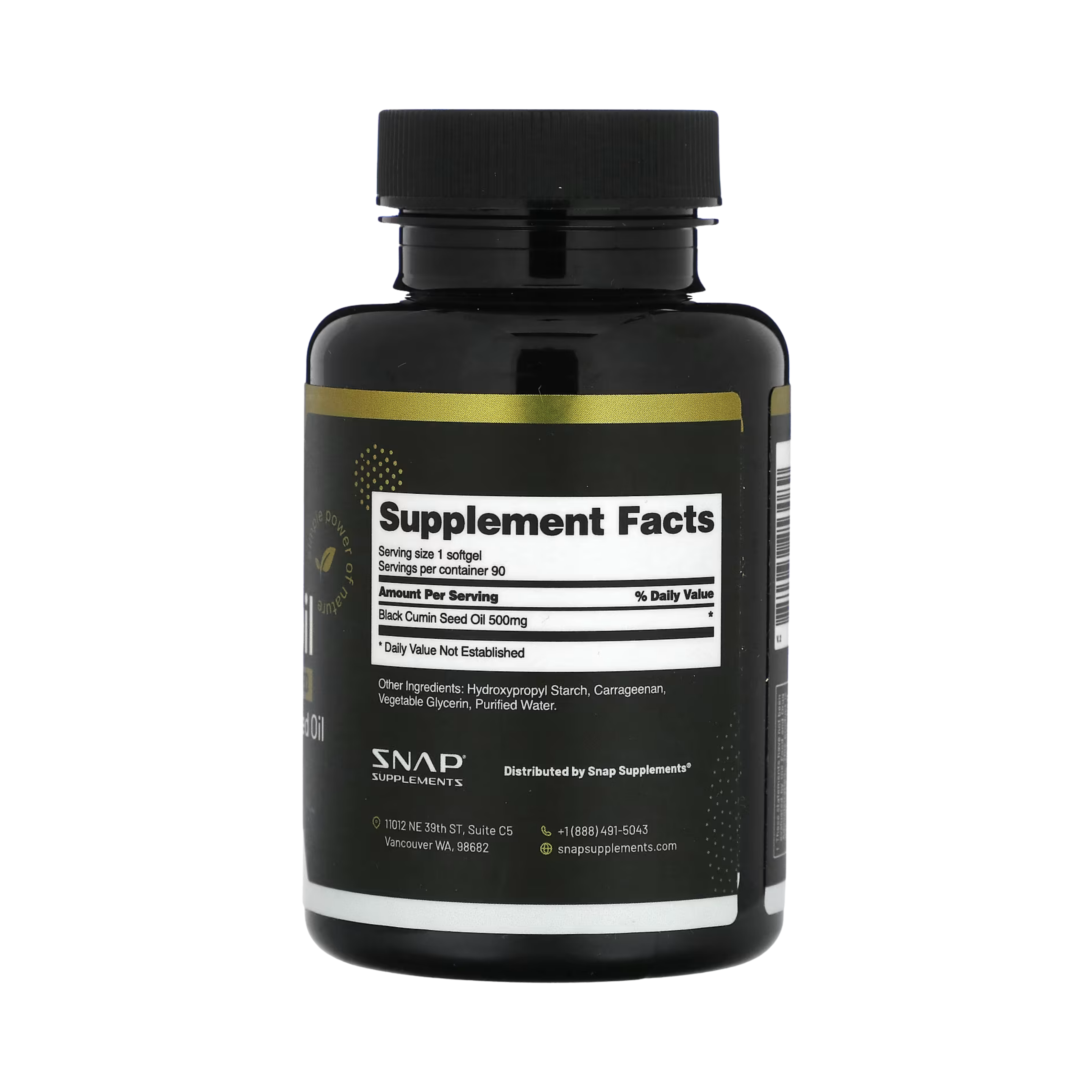 Snap Supplements, Black Seed Oil, 500 Mg, 90 Softgel Capsules
