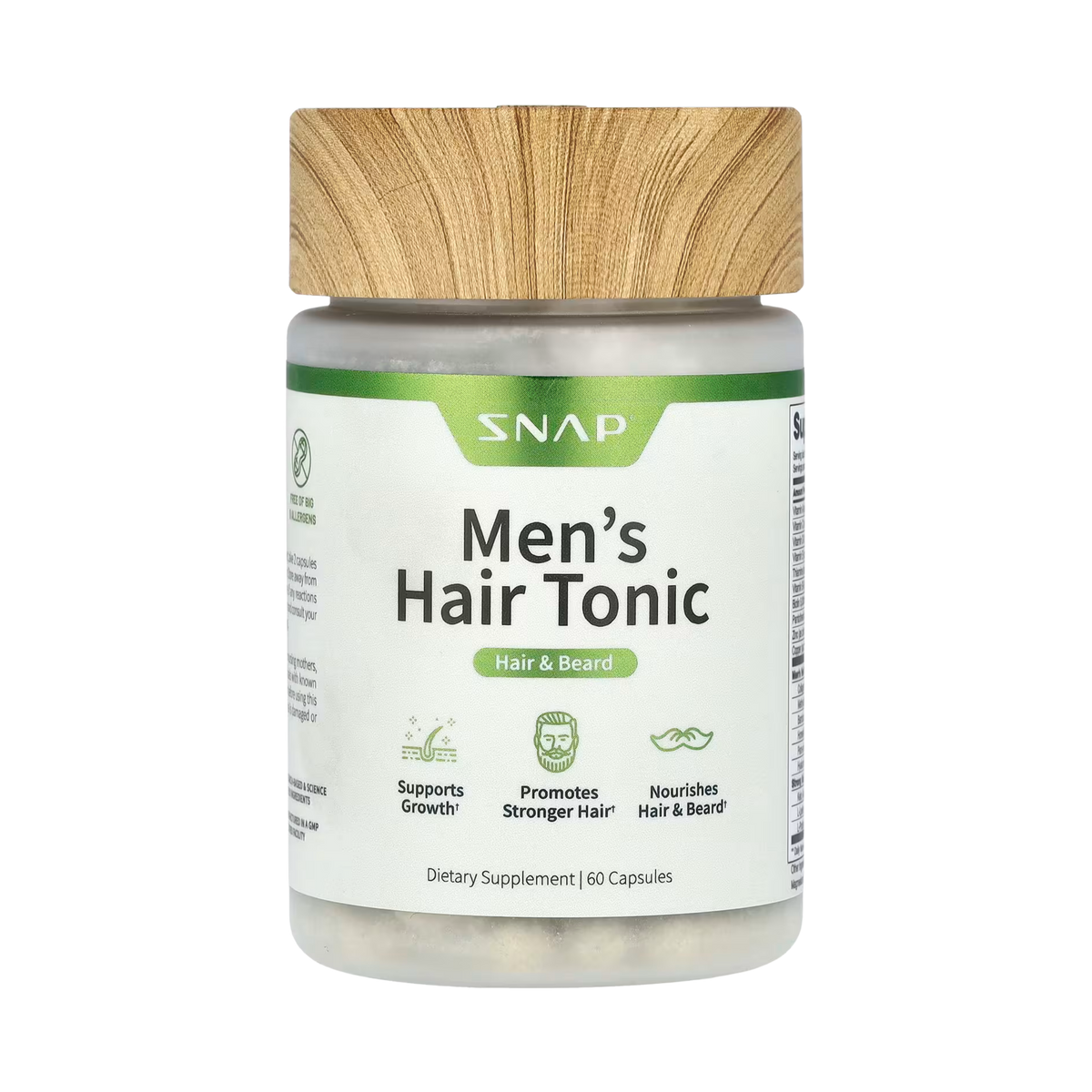 Snap Supplements, Men's Hair Tonic, Hair & Beard, 60 Capsules