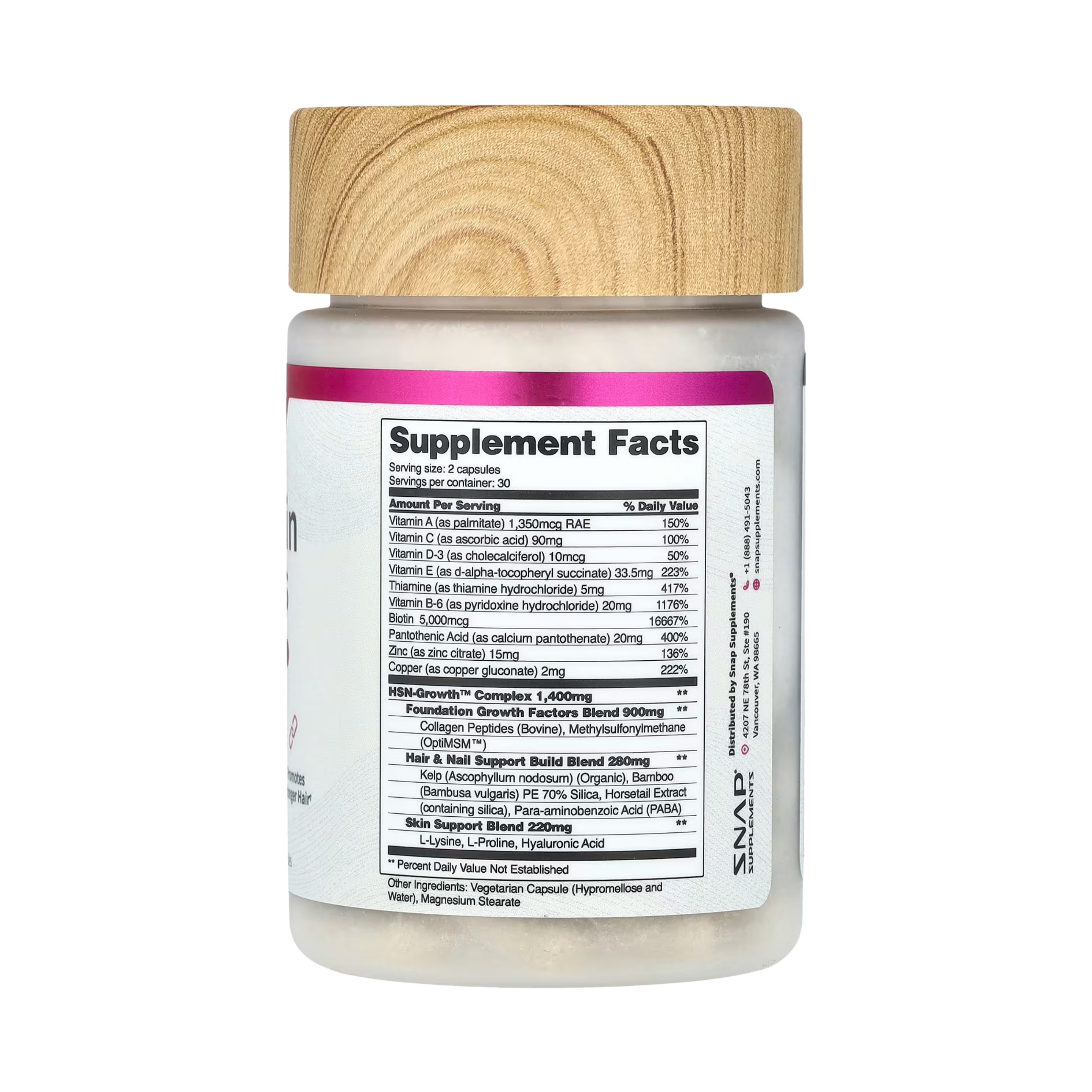 Snap Supplements, Hair, Skin & Nails, 60 Capsules