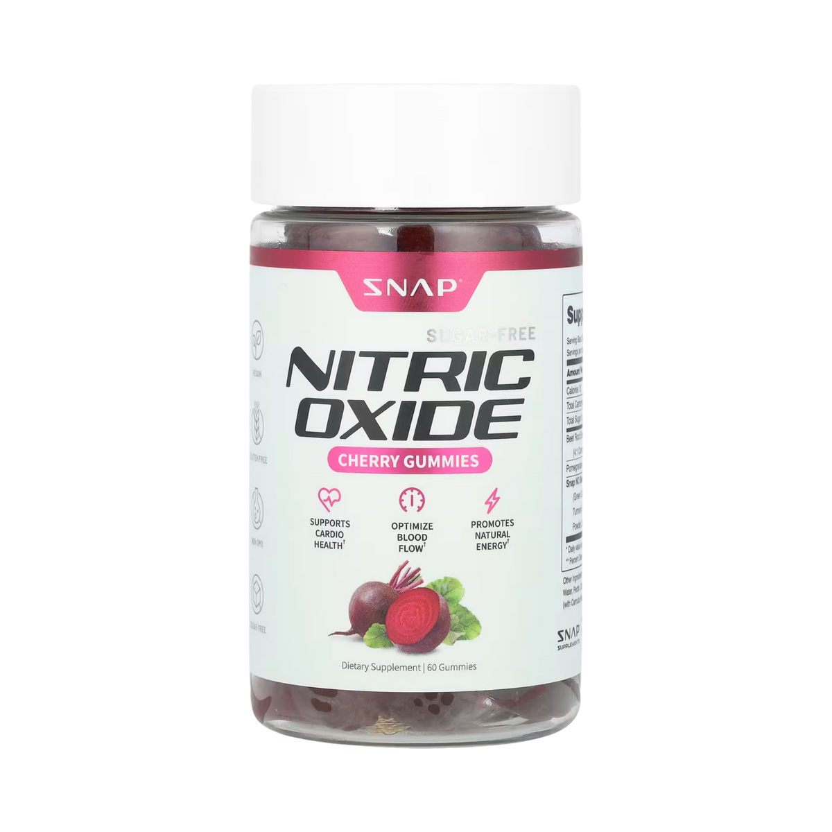 Snap Supplements, Nitric Oxide Gummies, Cherry, Sugar-Free, 60 Gummies
