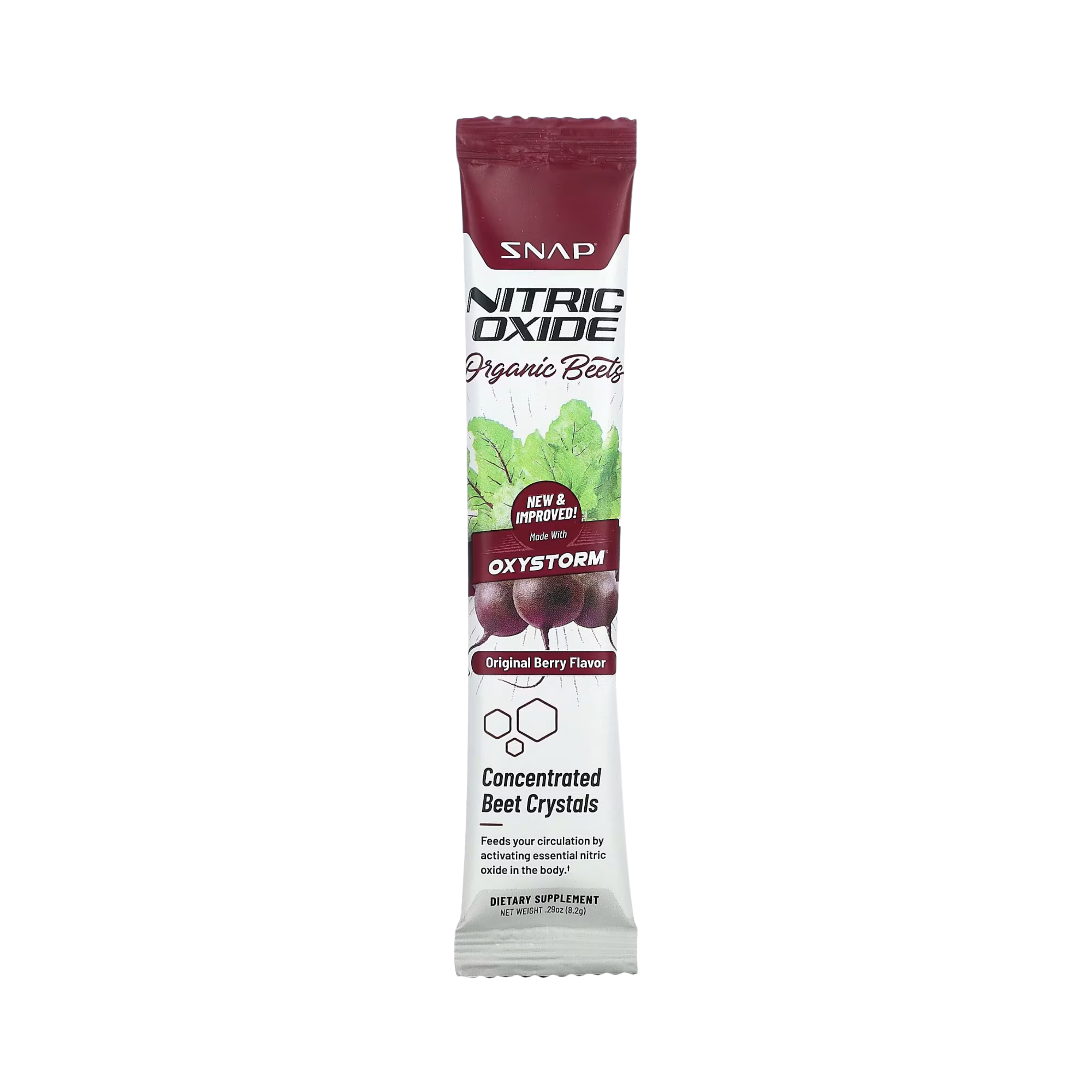 Snap Supplements, Nitric Oxide, Organic Beets, Original Berry, 10 Stick Packs, 0.29 Oz