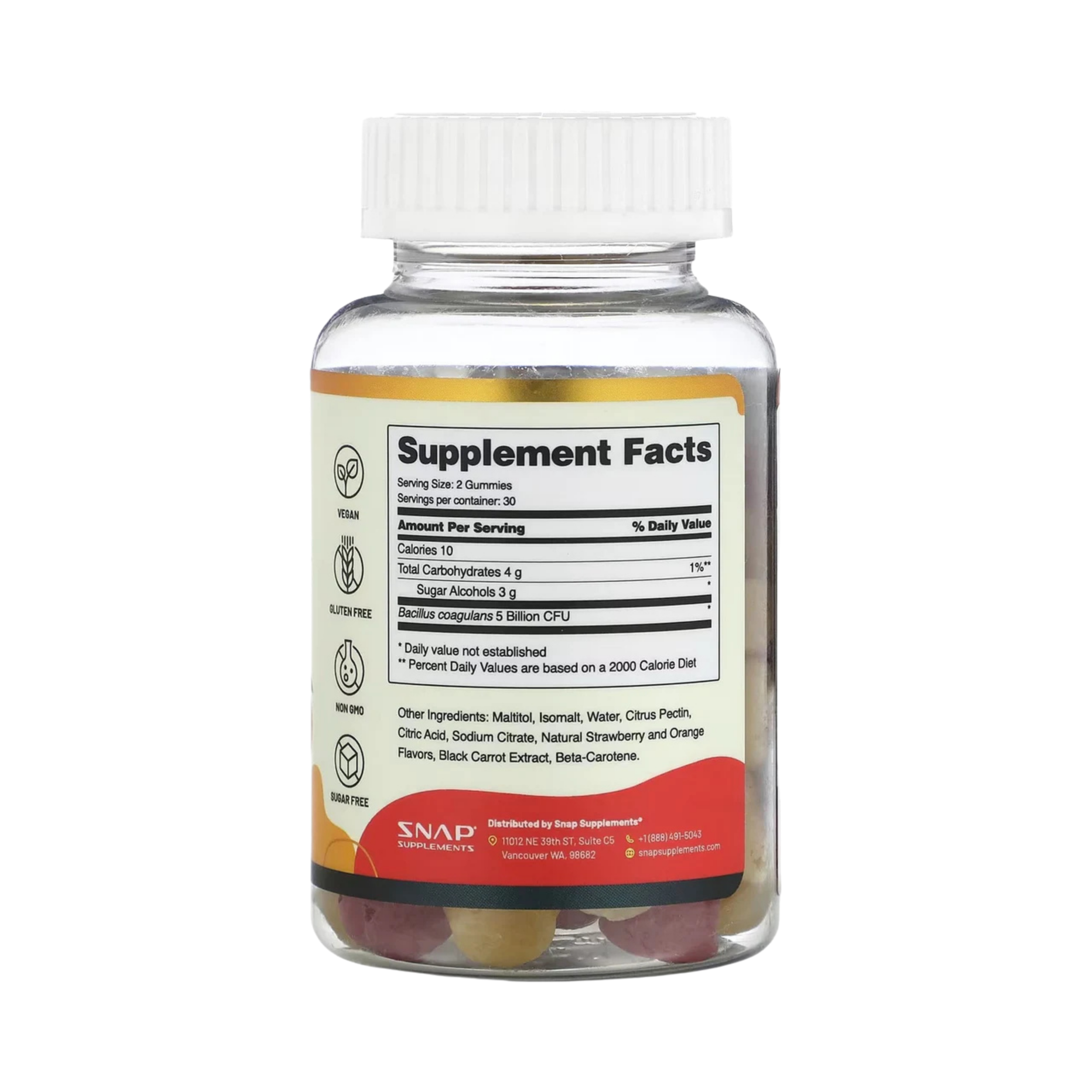 Snap Supplements, Sugar-Free Probiotic Gummies, 60 Gummies
