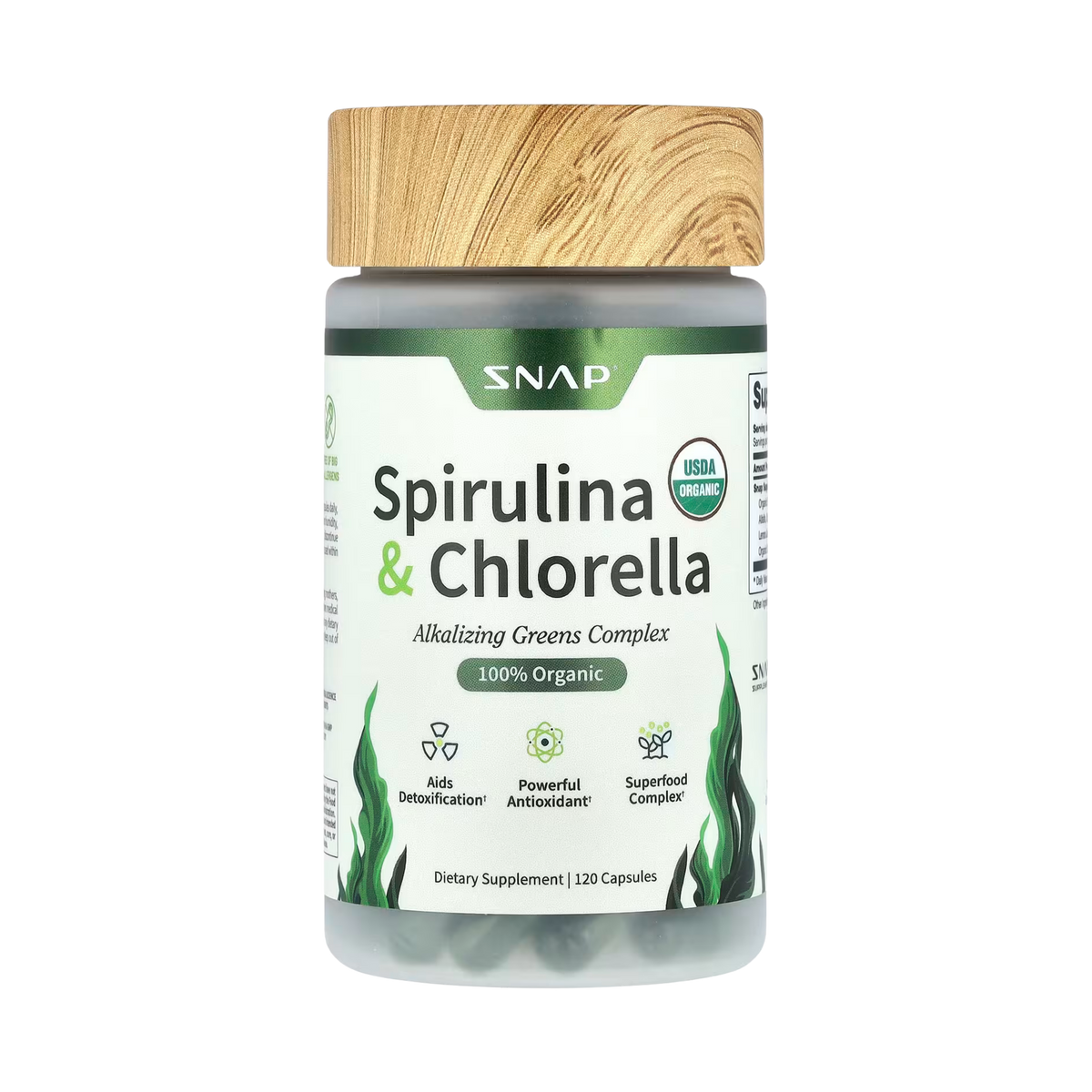 Snap Supplements, Spirulina & Chlorella, 120 Capsules