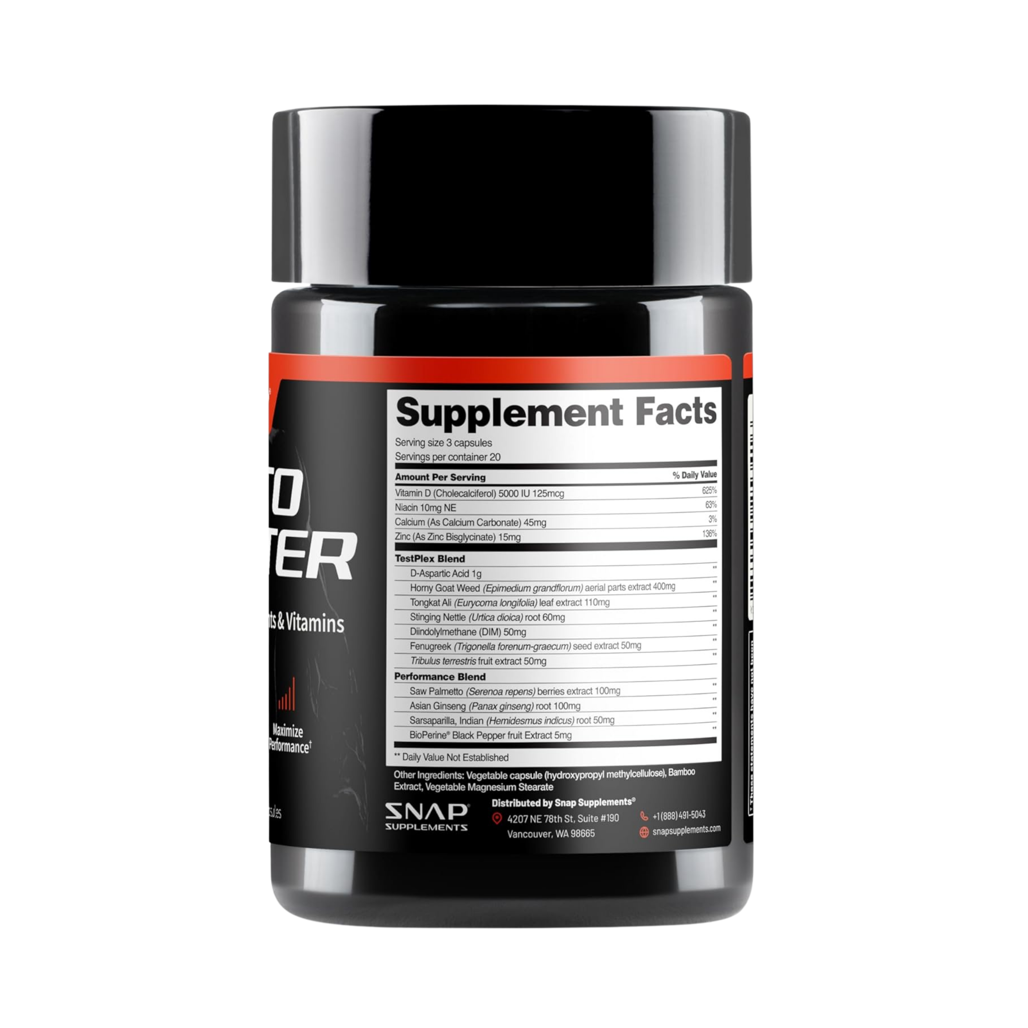 Snap Supplements, Testo Booster, 60 Capsules