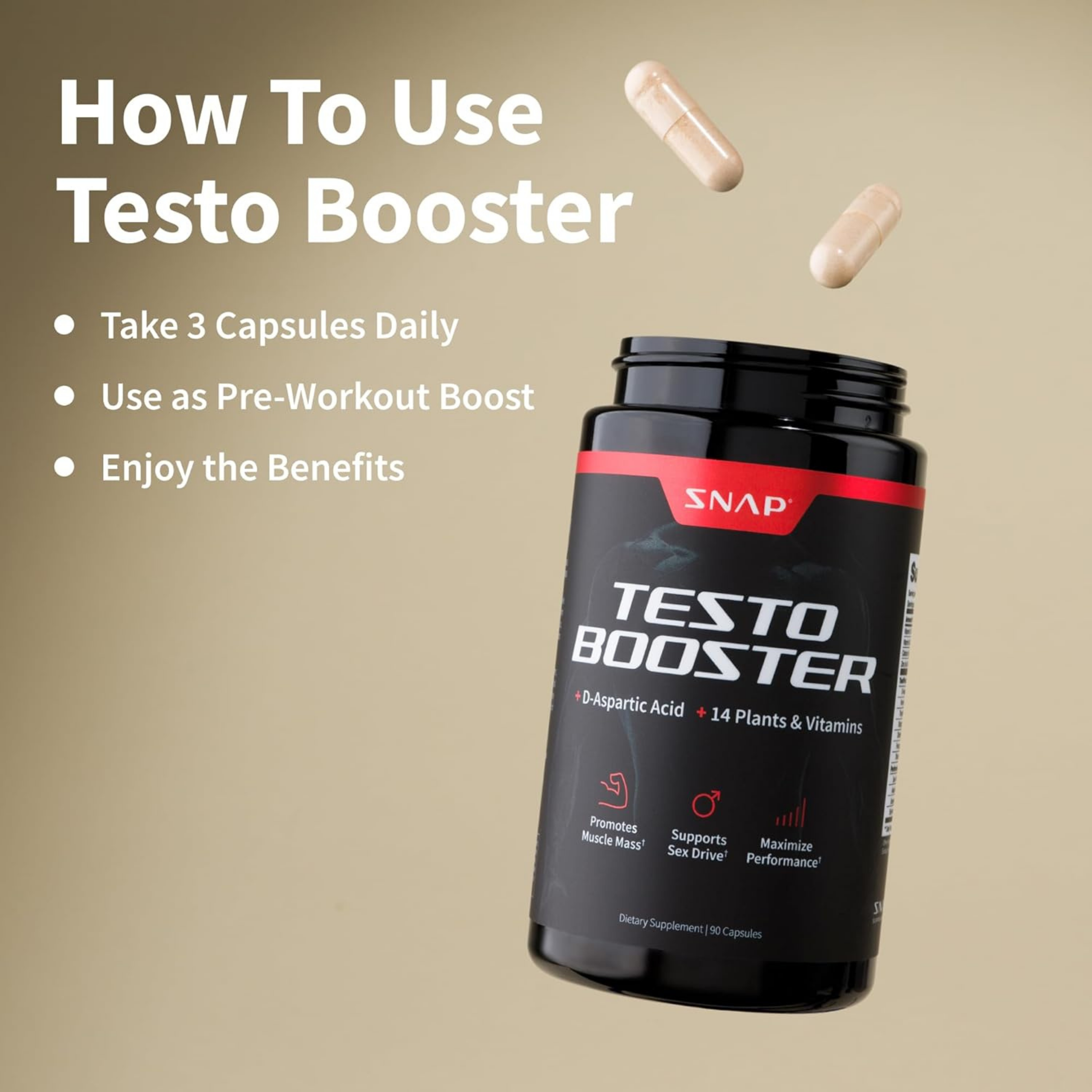 Snap Supplements, Testo Booster, 60 Capsules