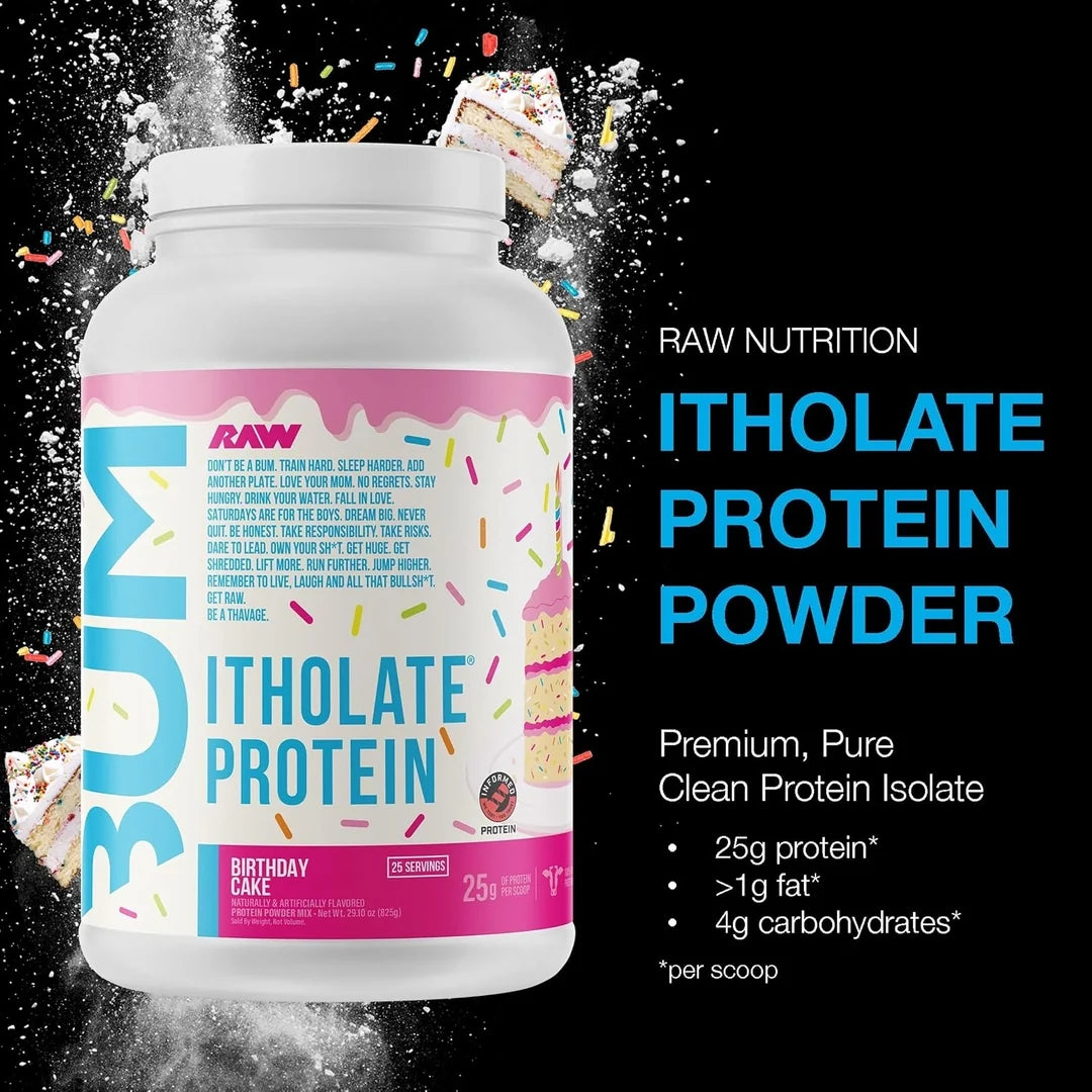 Raw Nutrition, Bum, Itholate® Protein, Birthday Cake, 29.1 oz (825 g)