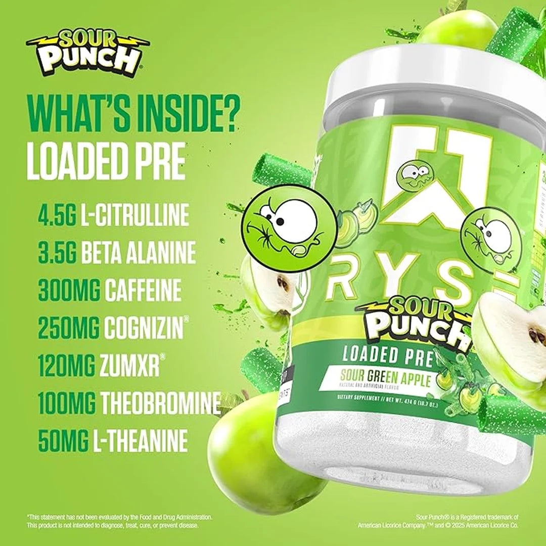 RYSE, Loaded Pre, Sour Punch® Sour Green Apple, 16.7 oz (474 g)