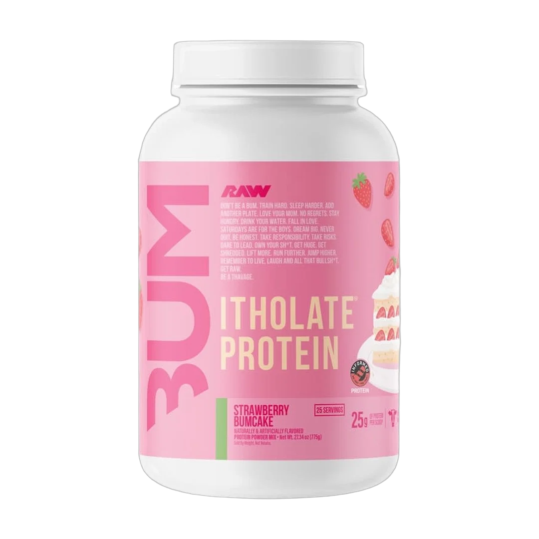 Raw Nutrition, Bum, Itholate® Protein, Strawberry Bumcake, 27.34 oz (775 g)