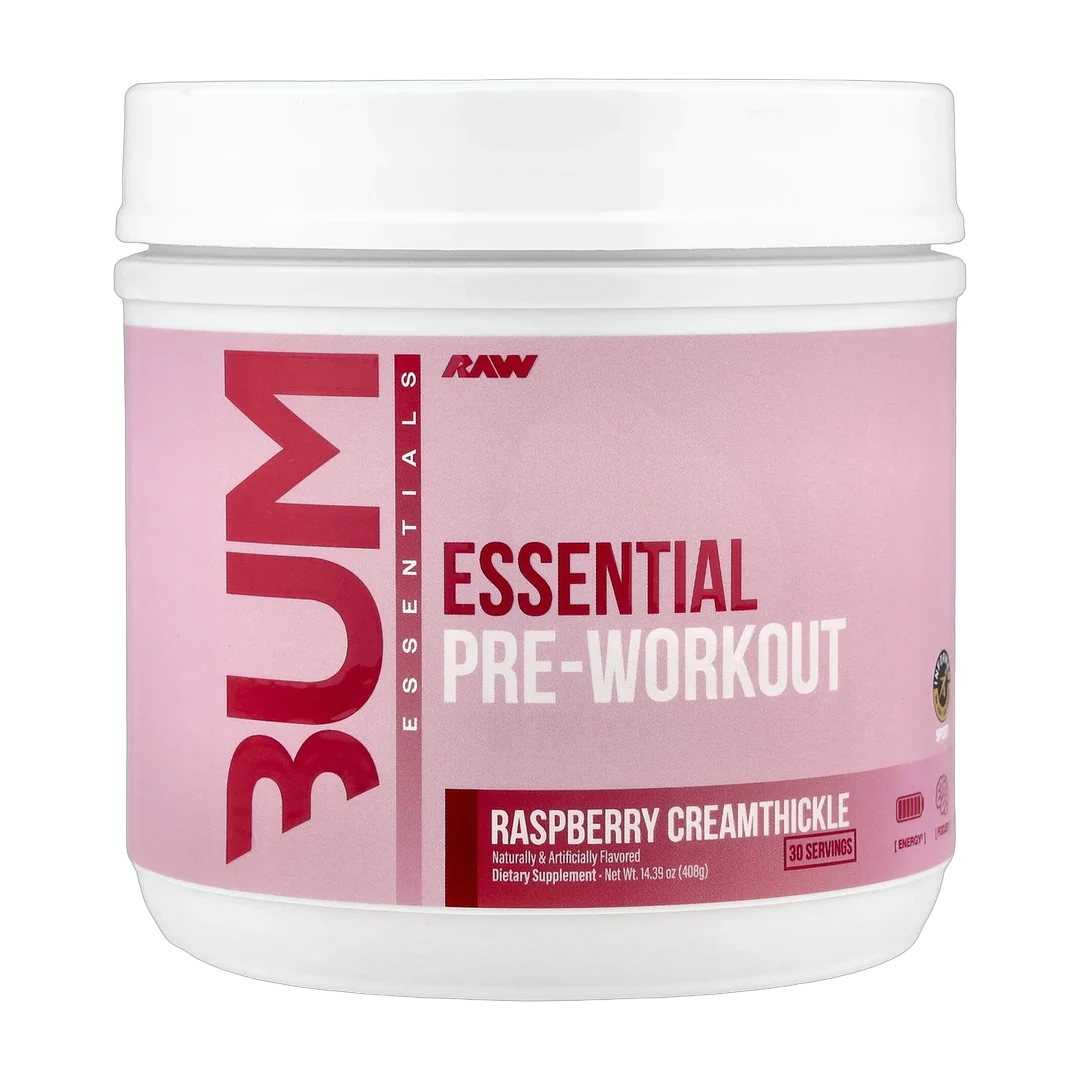 Raw Nutrition, Bum Essentials, Essential Pre-Workout, Raspberry Creamthickle, 14.39 oz (408 g)
