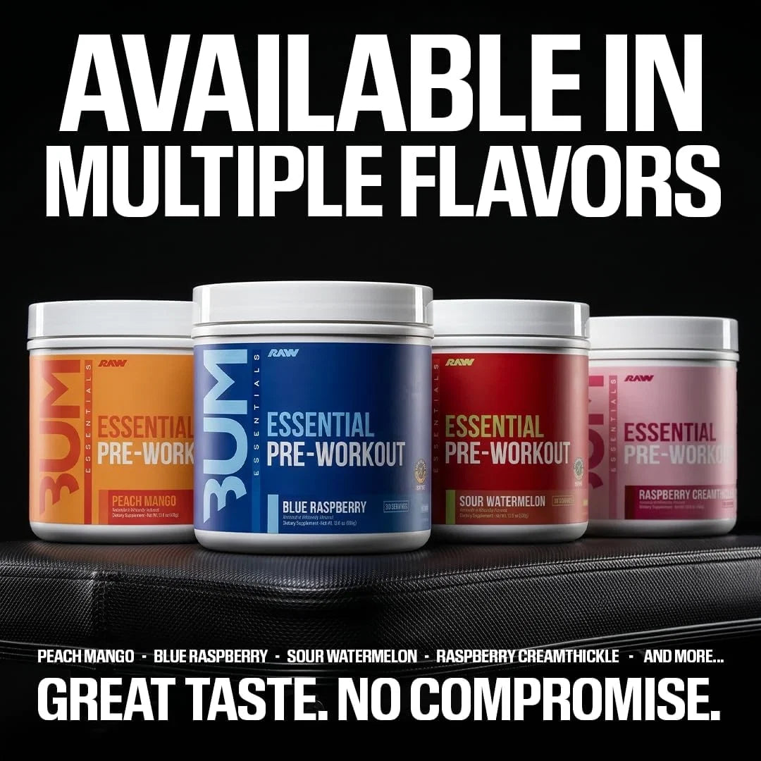 Raw Nutrition, Bum Essentials, Essential Pre-Workout, Raspberry Creamthickle, 14.39 oz (408 g)