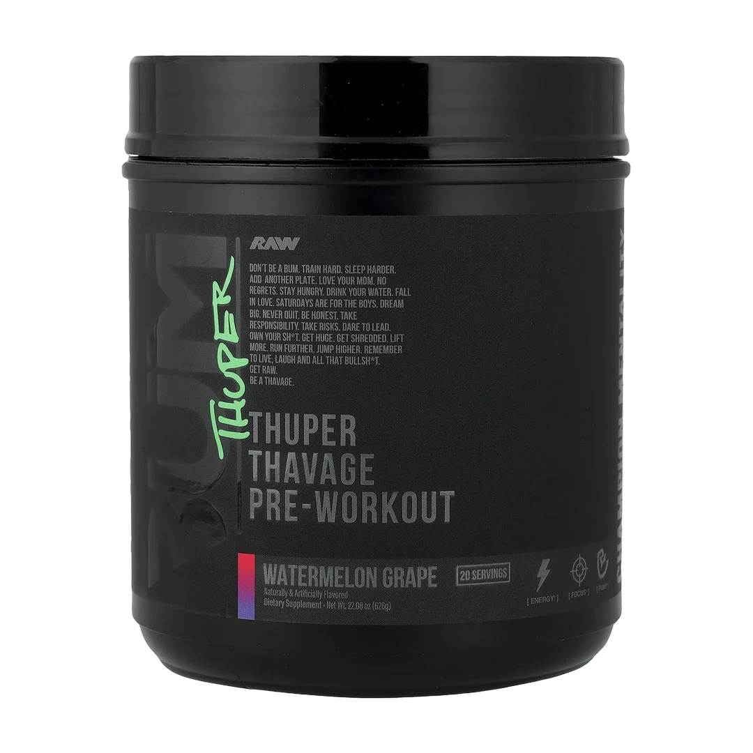 Raw Nutrition, Bum, Thuper Thavage Pre-Workout, Watermelon Grape, 22.08 oz (626 g)