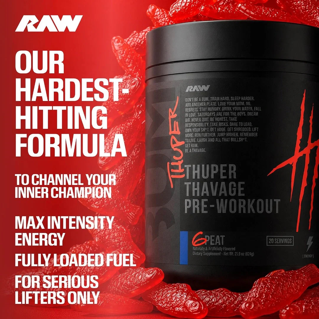Raw Nutrition, Bum, Thuper Thavage Pre-Workout, Watermelon Grape, 22.08 oz (626 g)