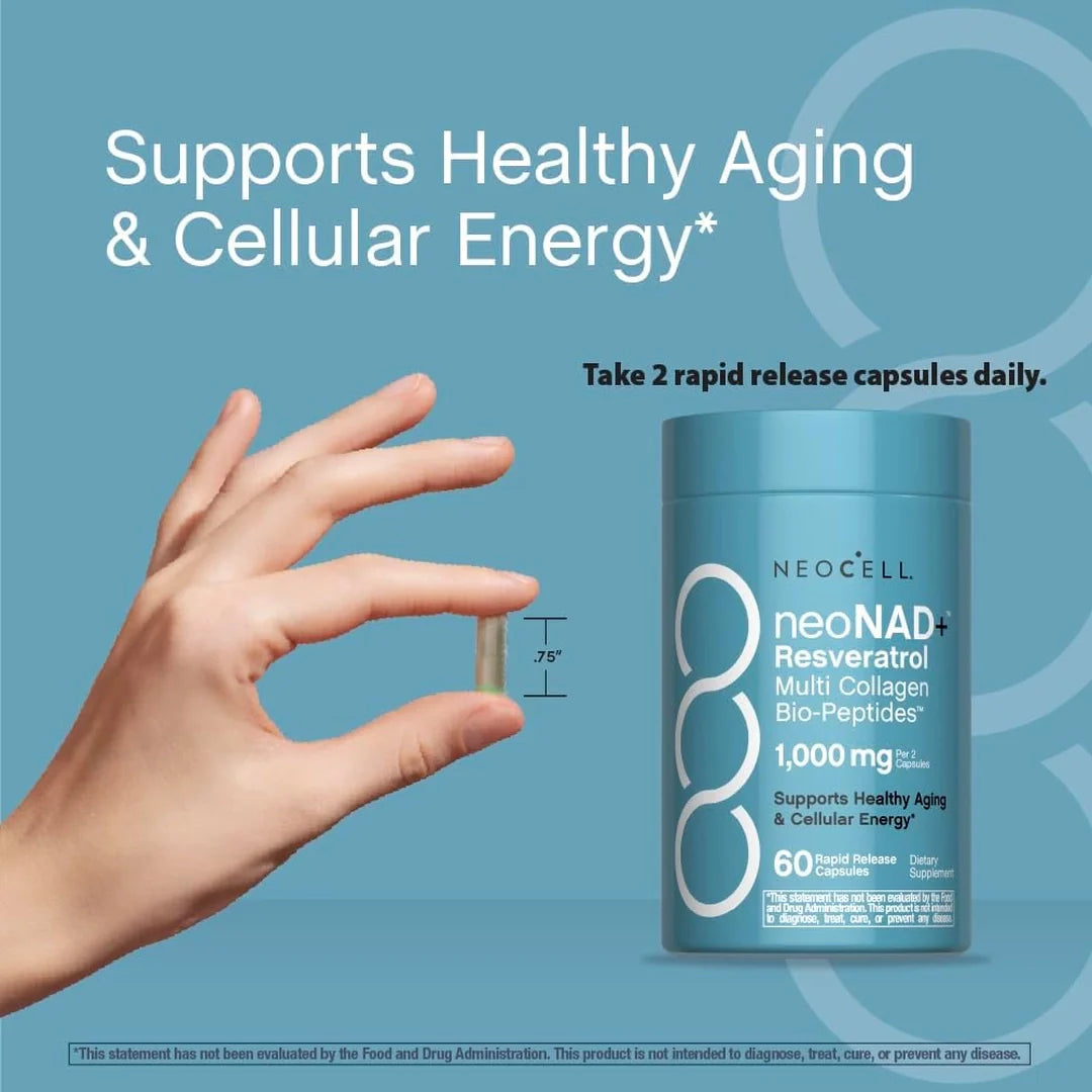 NeoCell, neoNad+™ Resveratrol, Multi Collagen Bio-Peptides™, 60 Rapid Release Capsules