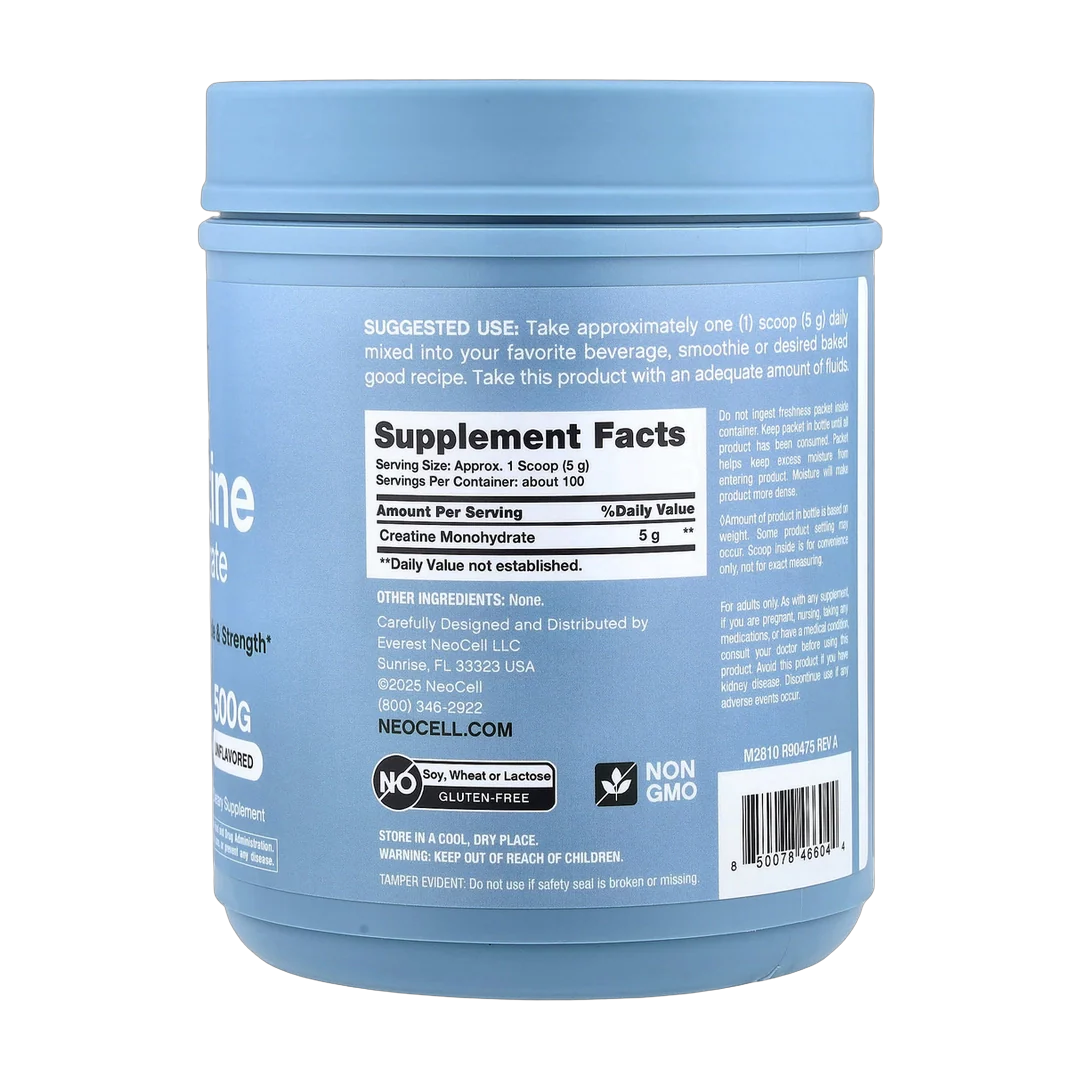 NeoCell, Micronized Creatine Monohydrate, Unflavored, 1.1 lb (500 g)