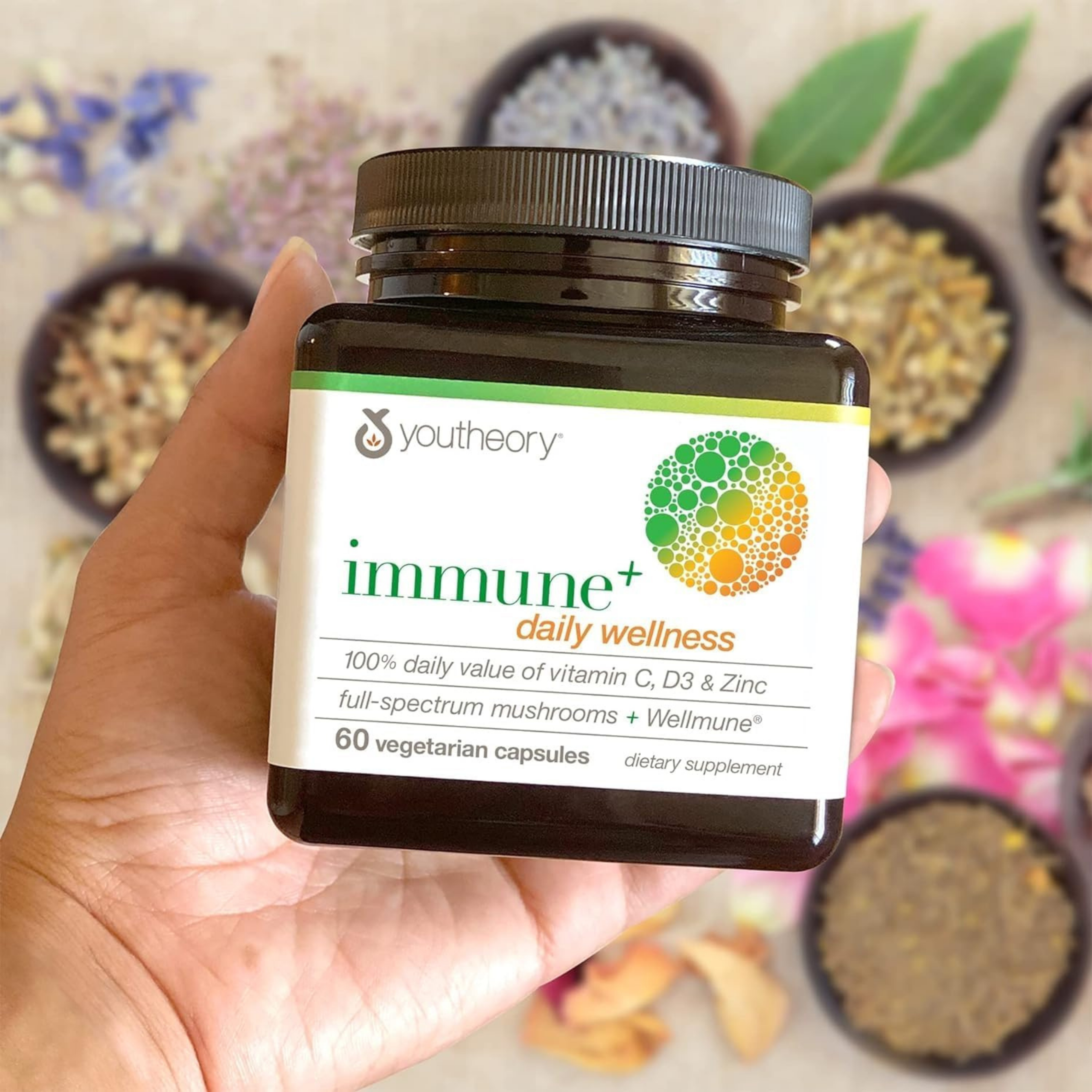 Youtheory, Immune+,  Daily Wellness, 60 Vegetarian Capsules