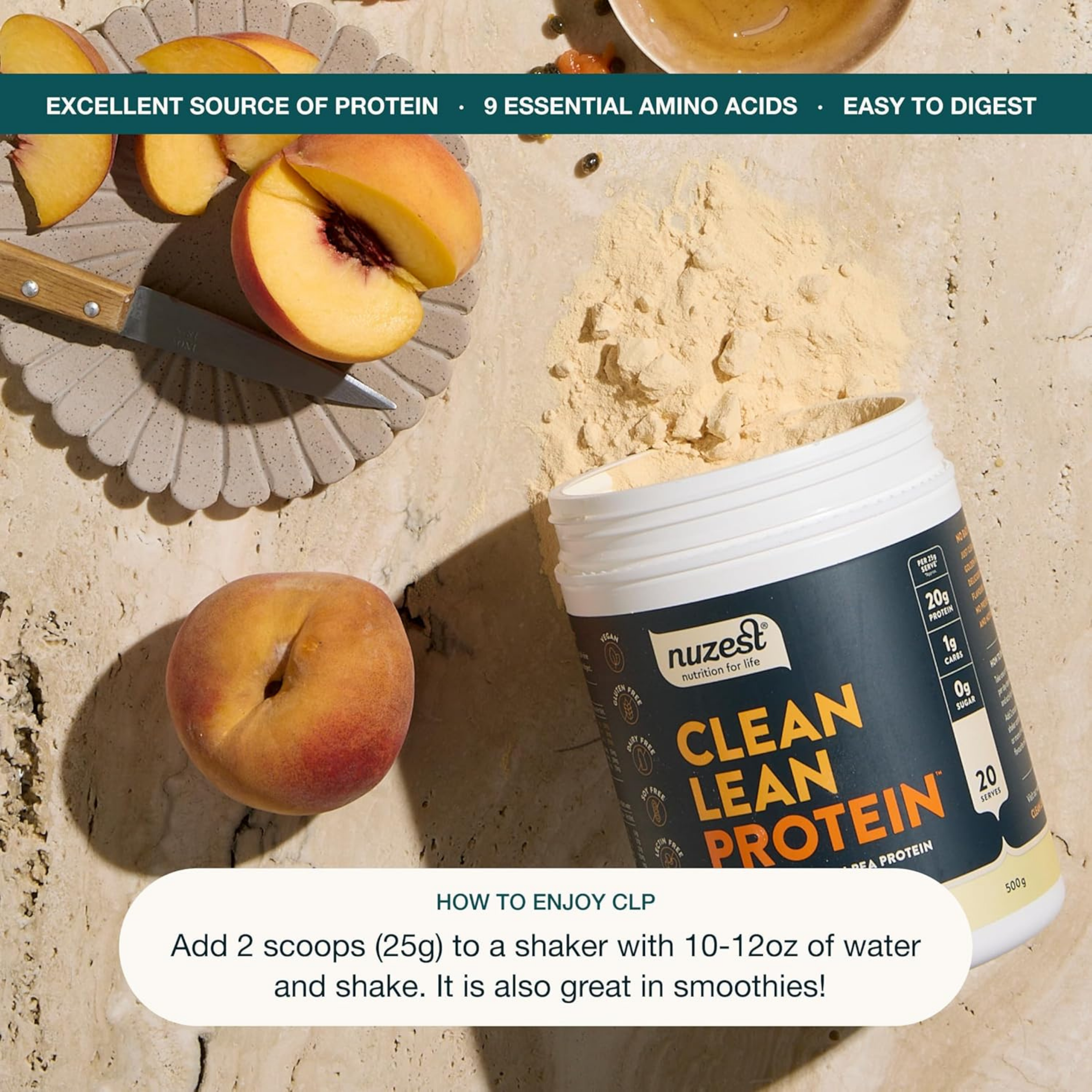 Nuzest, Pea Protein Powder, Clean Lean Protein, Just Natural, 20 Servings, 1.1 lb
