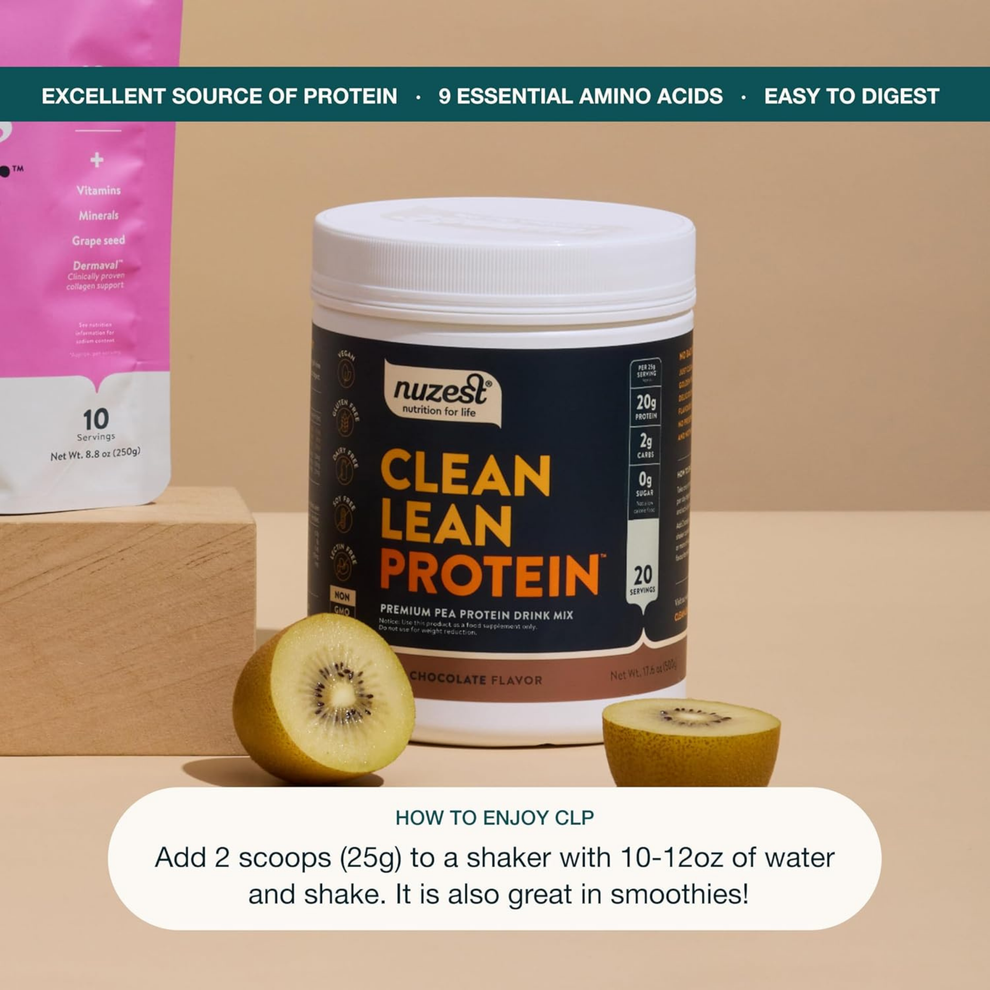 Nuzest, Pea Protein Powder, Clean Lean Protein, Rich Chocolate, 20 Servings, 1.1 lb