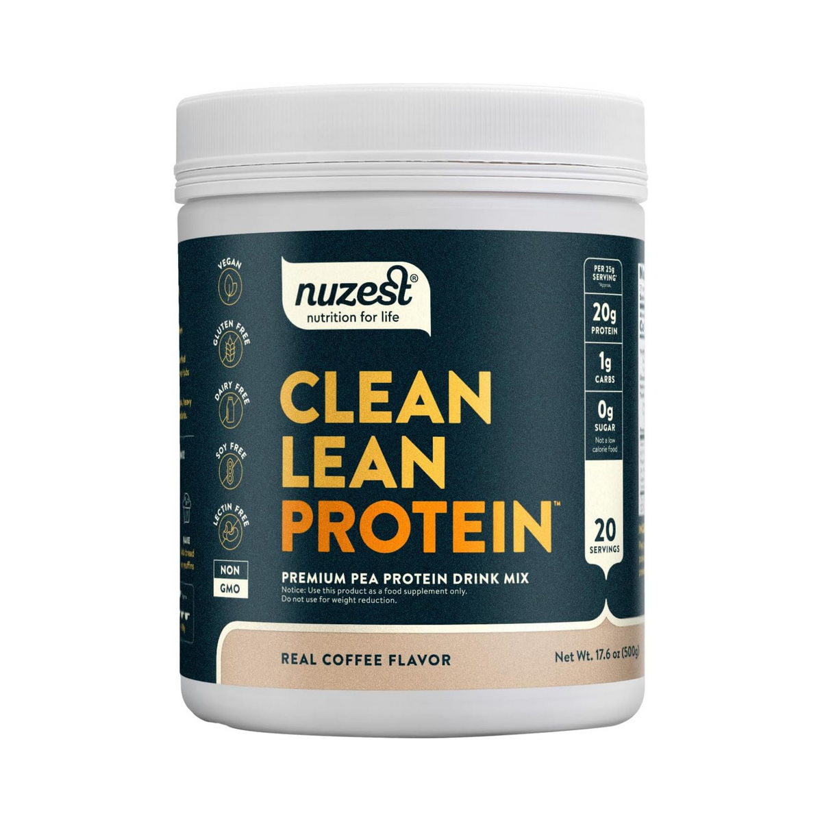 Nuzest, Pea Protein Powder, Clean Lean Protein, Real Coffee, 20 Servings, 1.1 lb