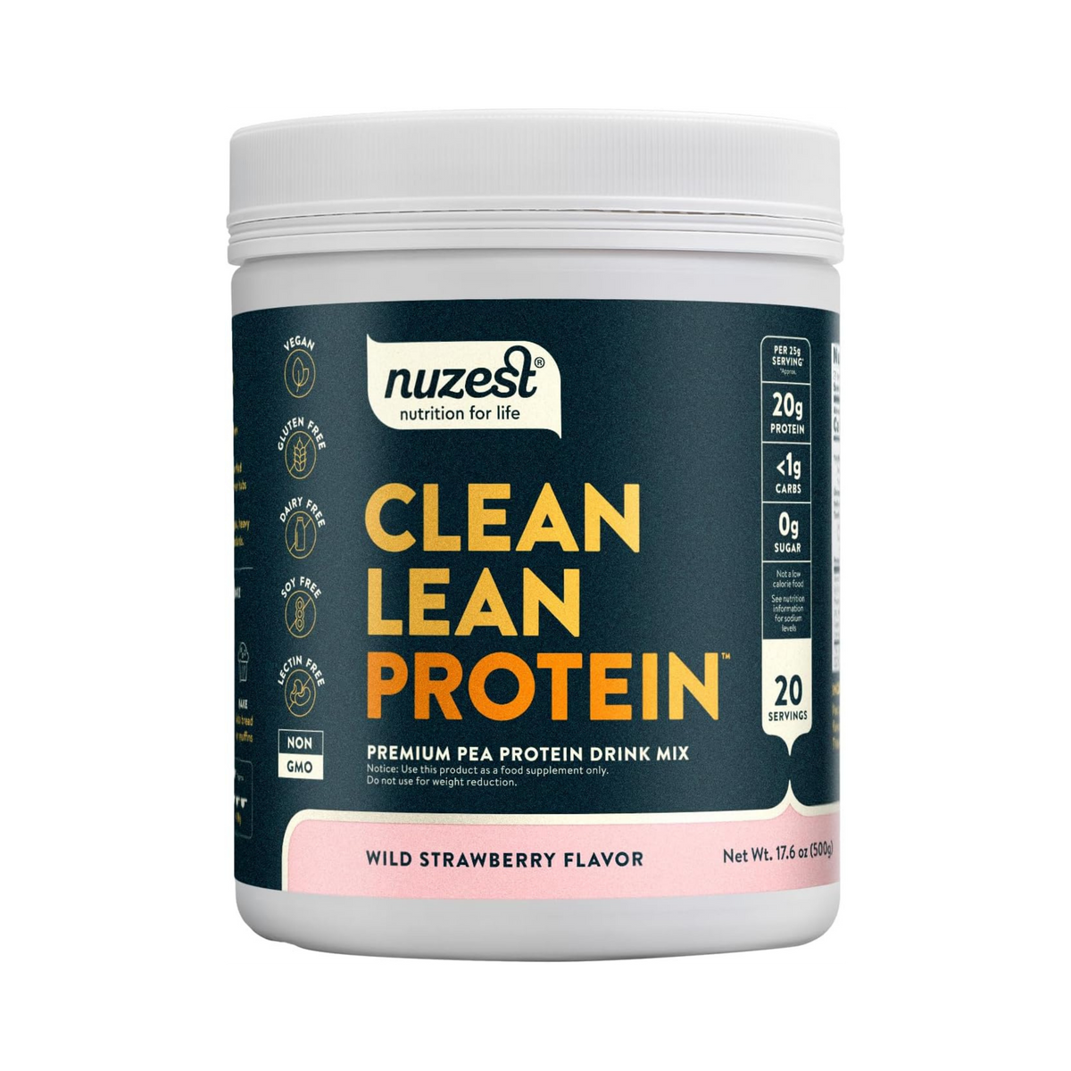 Nuzest, Pea Protein Powder, Clean Lean Protein, Wild Strawberry, 20 Servings, 1.1 lb