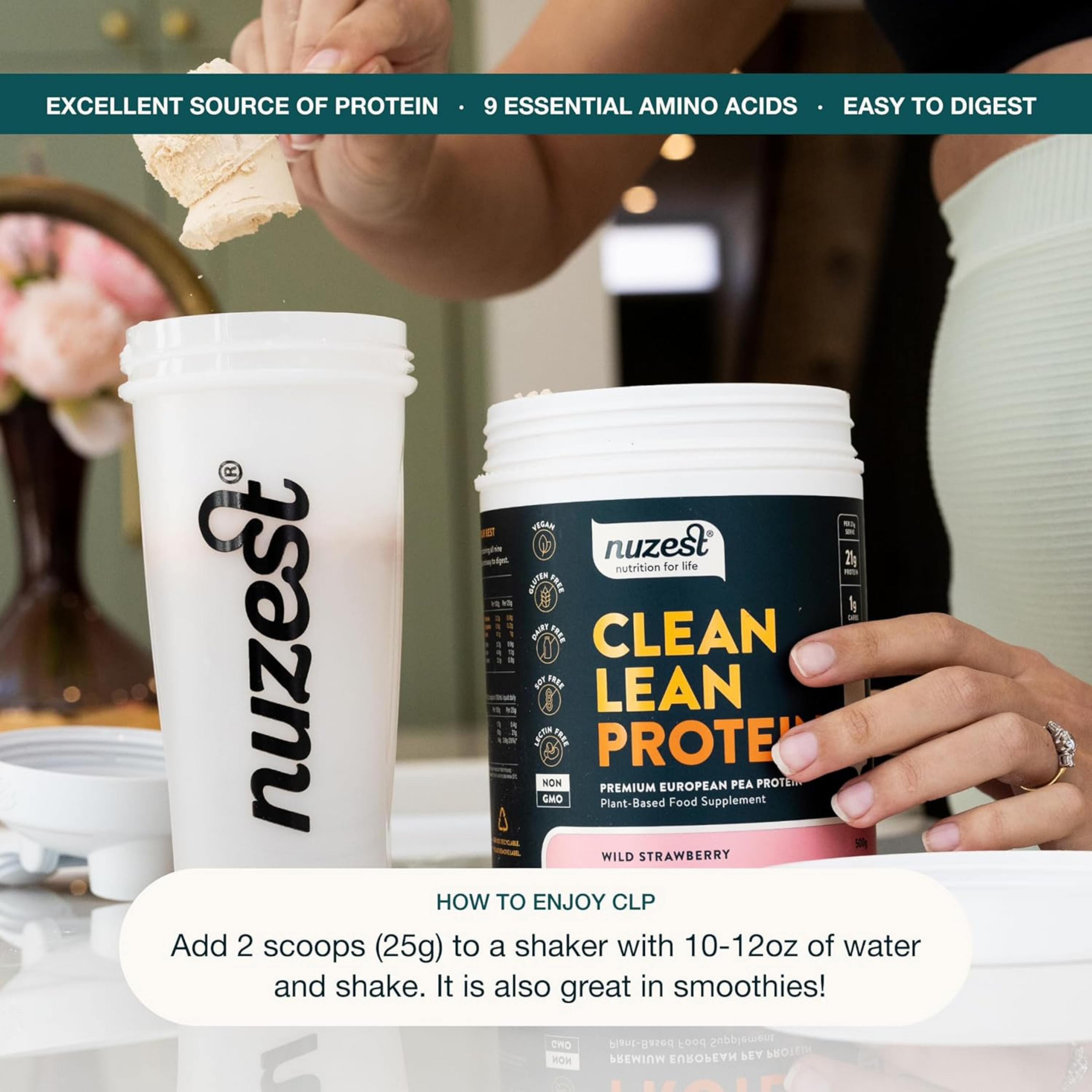 Nuzest, Pea Protein Powder, Clean Lean Protein, Wild Strawberry, 20 Servings, 1.1 lb
