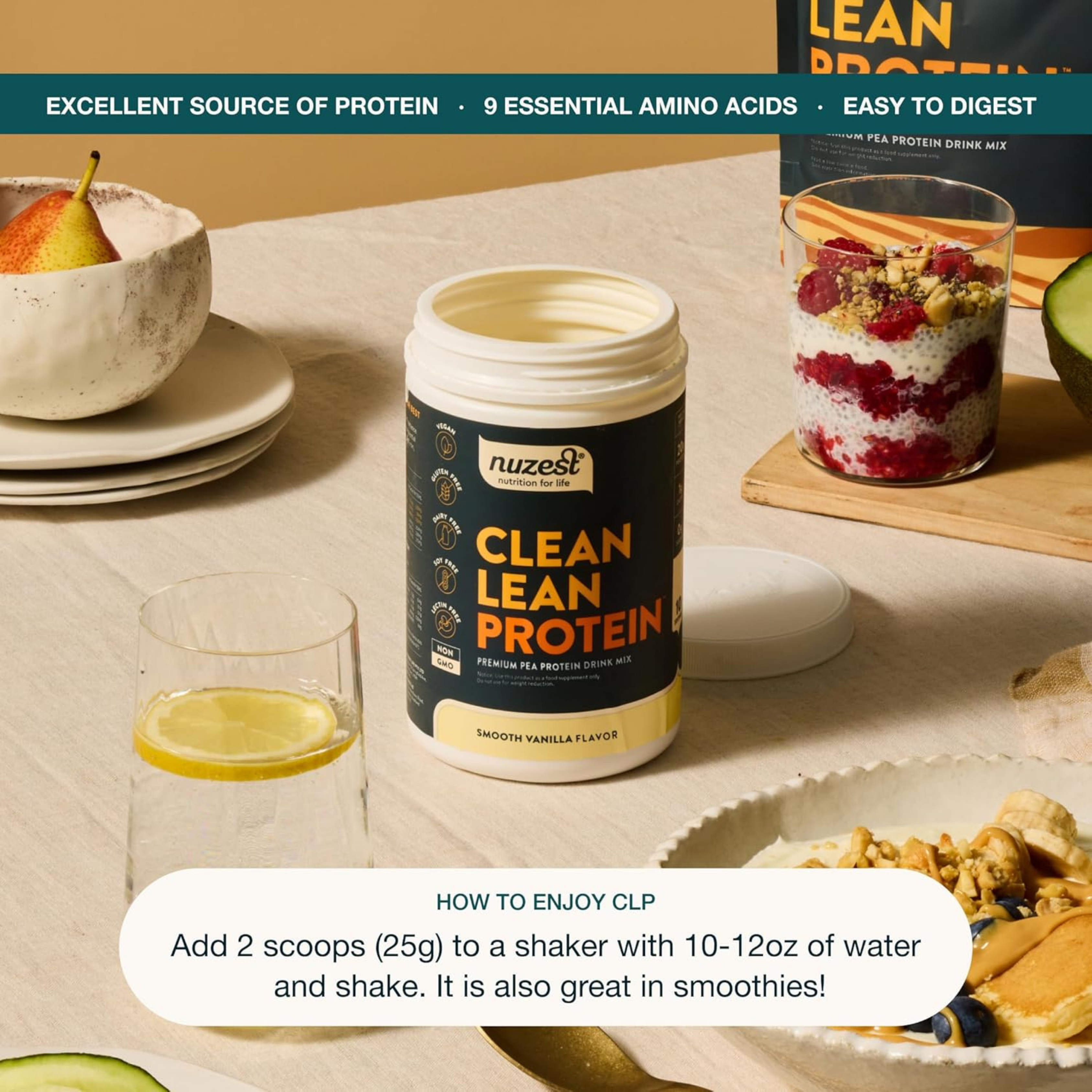 Nuzest, Pea Protein Powder, Clean Lean Protein, Smooth Vanilla, 40 Servings, 2.2 lb