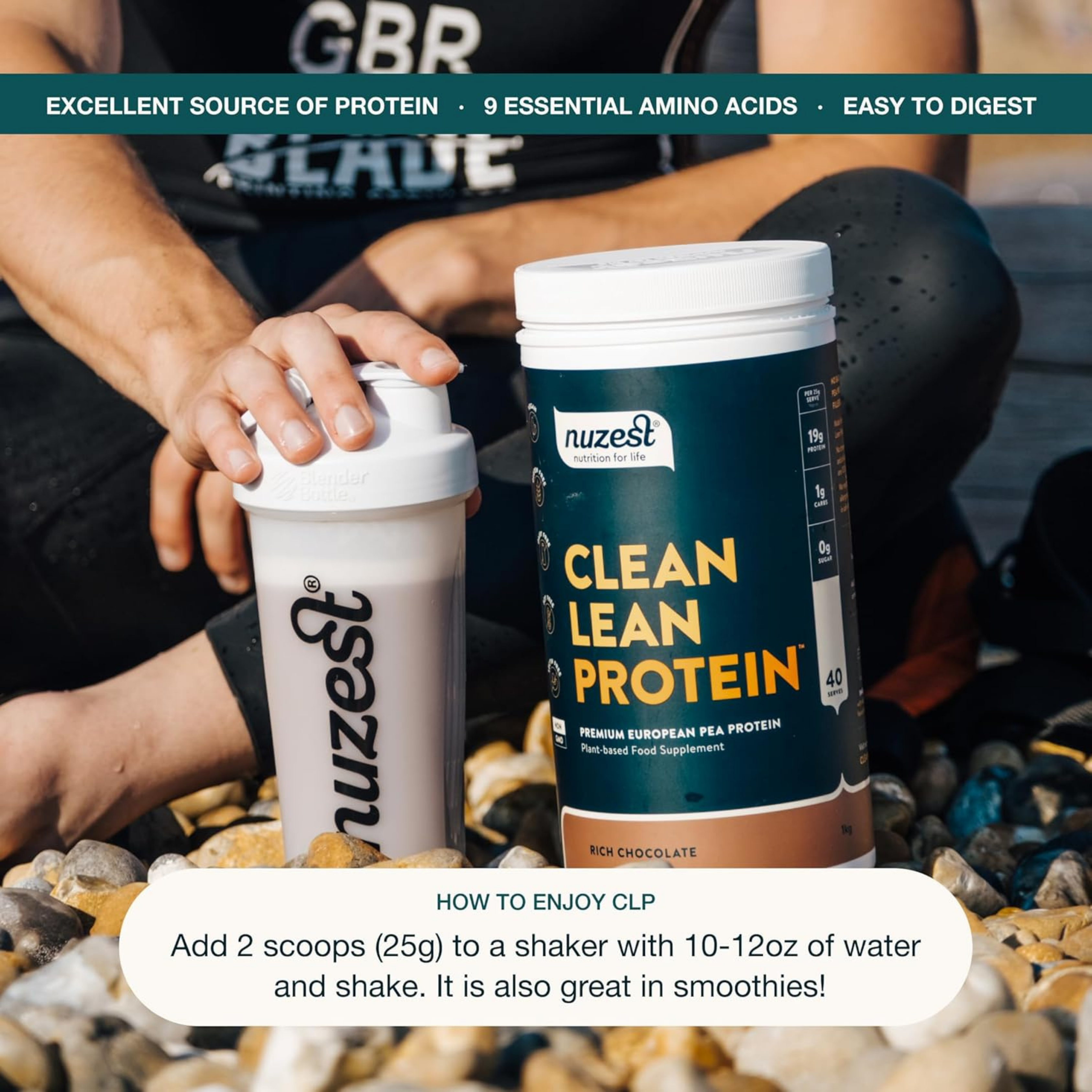 Nuzest, Pea Protein Powder, Clean Lean Protein, Rich Chocolate, 40 Servings, 2.2 lb