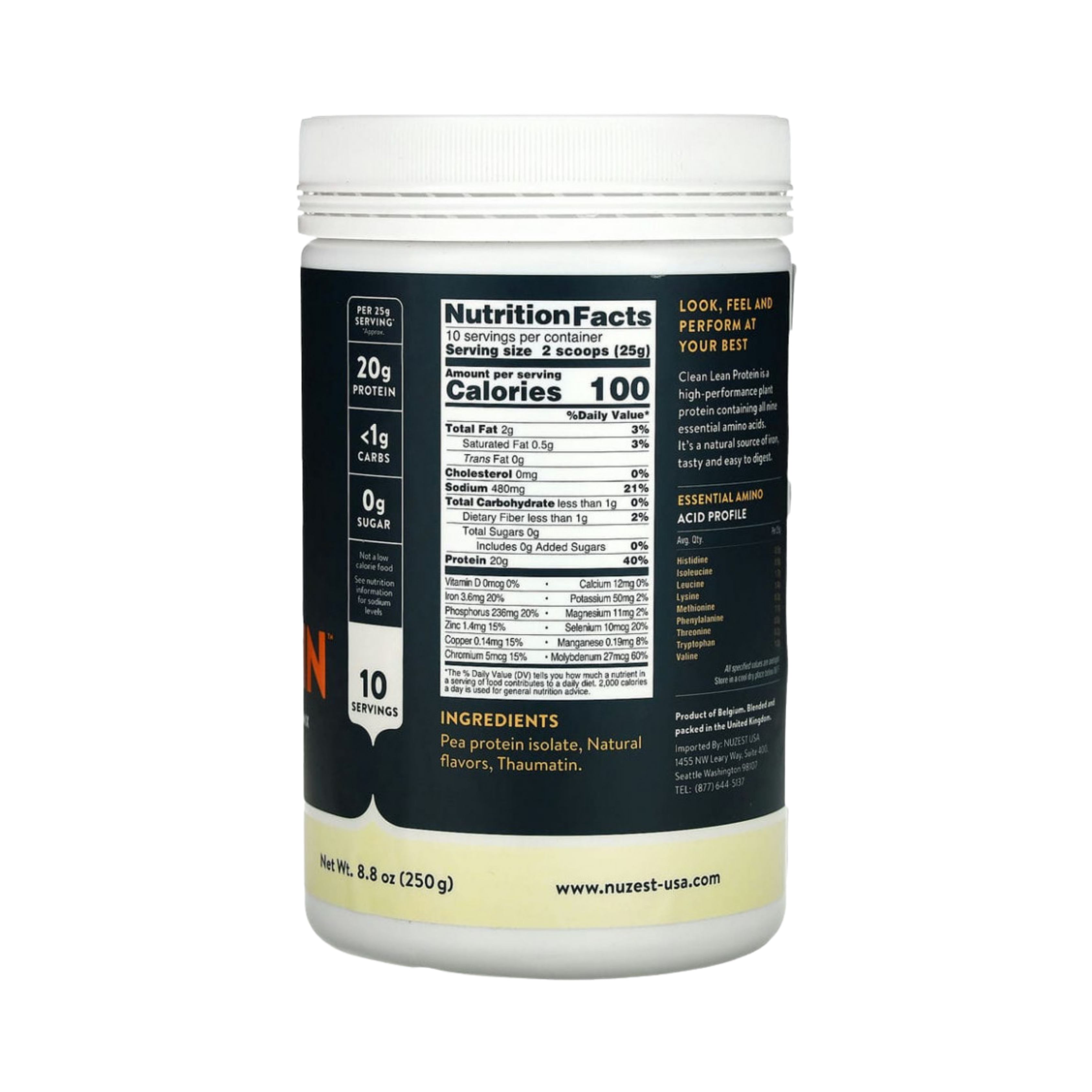 Nuzest, Pea Protein Powder, Clean Lean Protein, Smooth Vanilla, 10 Servings, 8.8 Oz