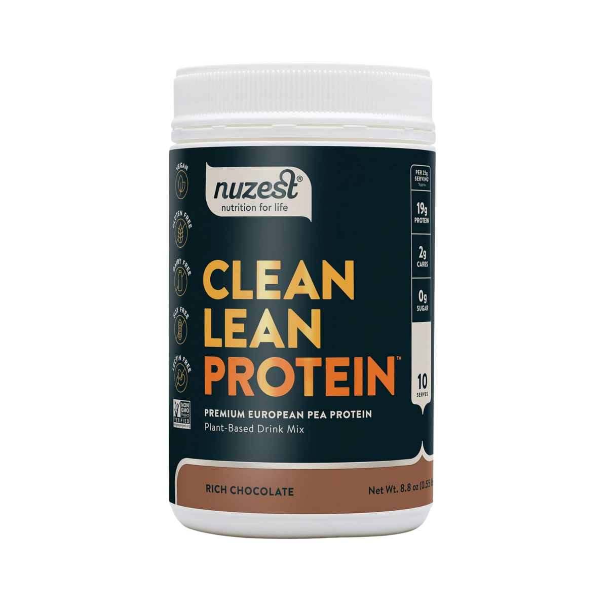 Nuzest, Pea Protein Powder, Clean Lean Protein, Rich Chocolate, 10 Servings, 8.8 Oz