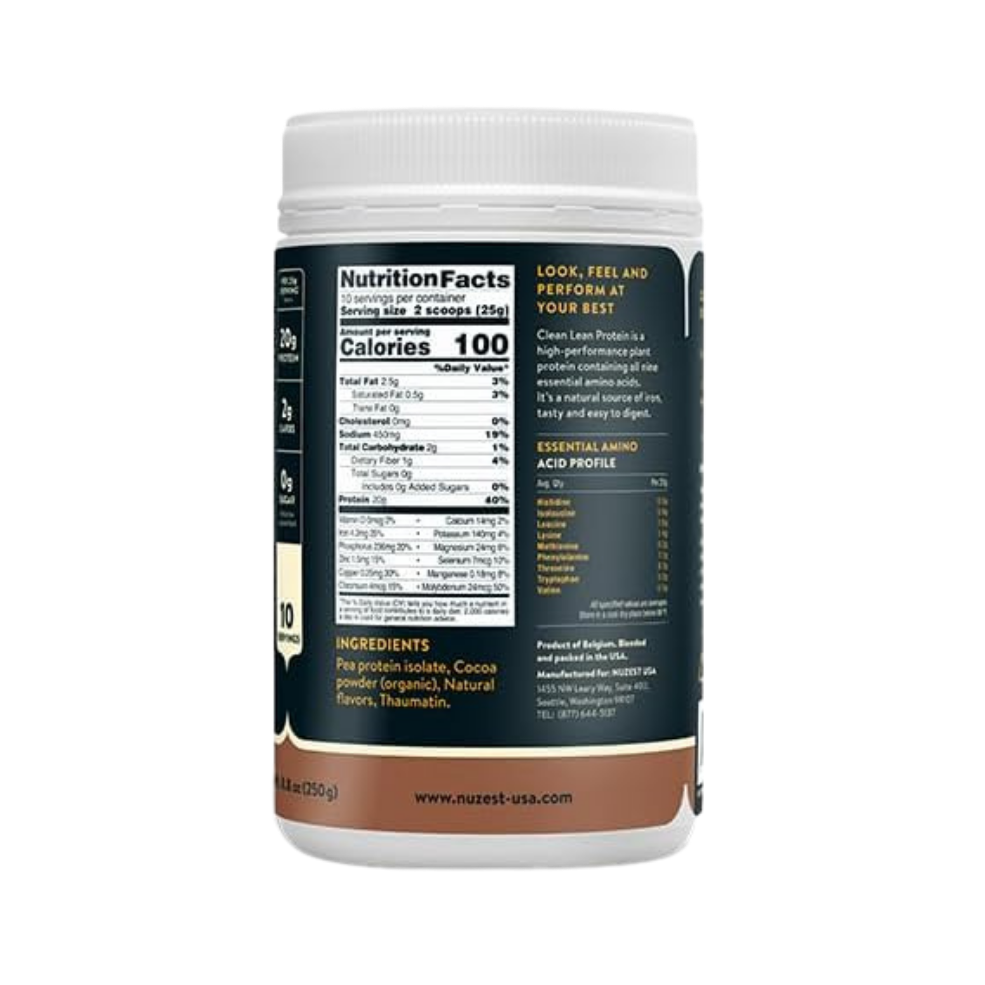 Nuzest, Pea Protein Powder, Clean Lean Protein, Rich Chocolate, 10 Servings, 8.8 Oz