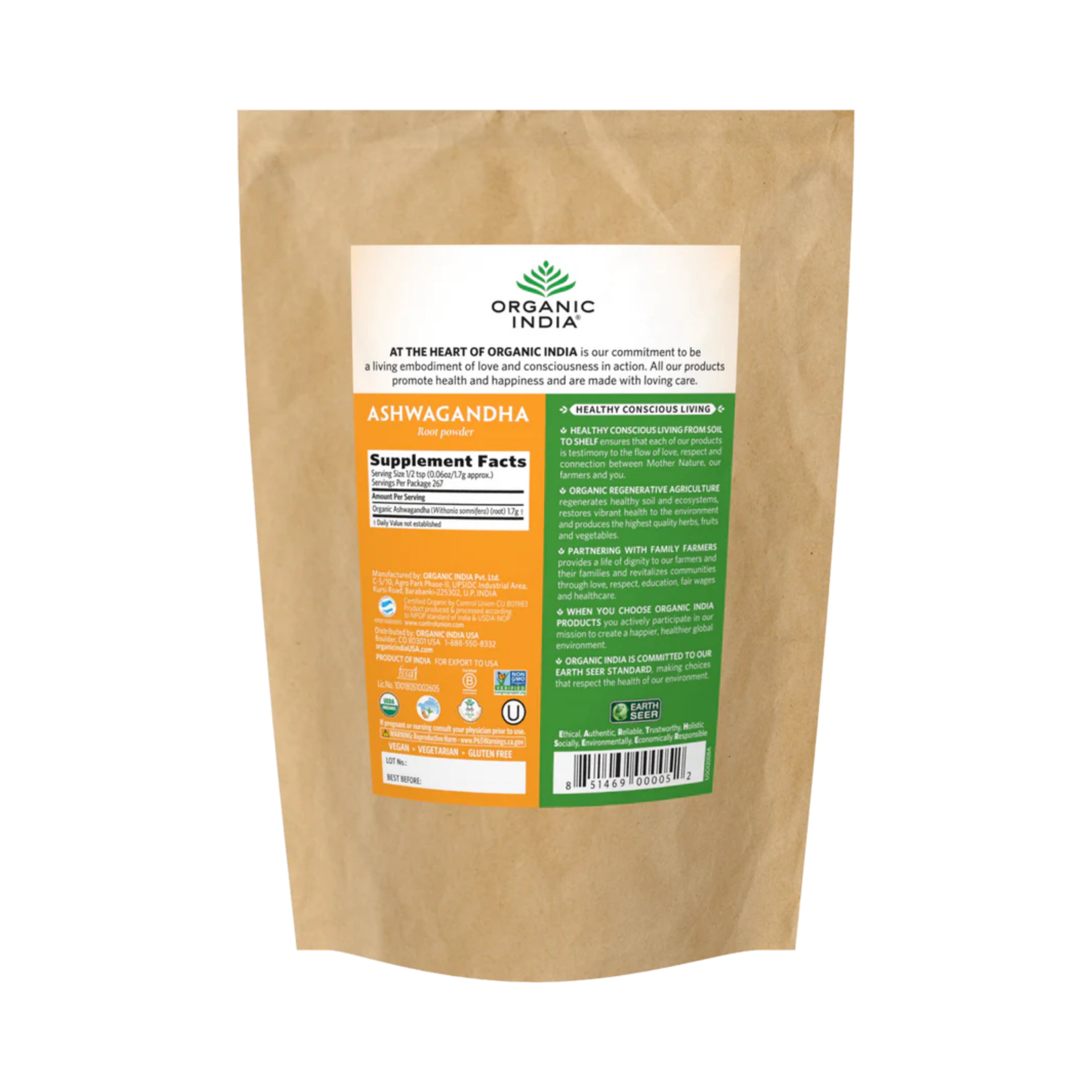Organic India, Ashwagandha Root Powder, 16 Oz