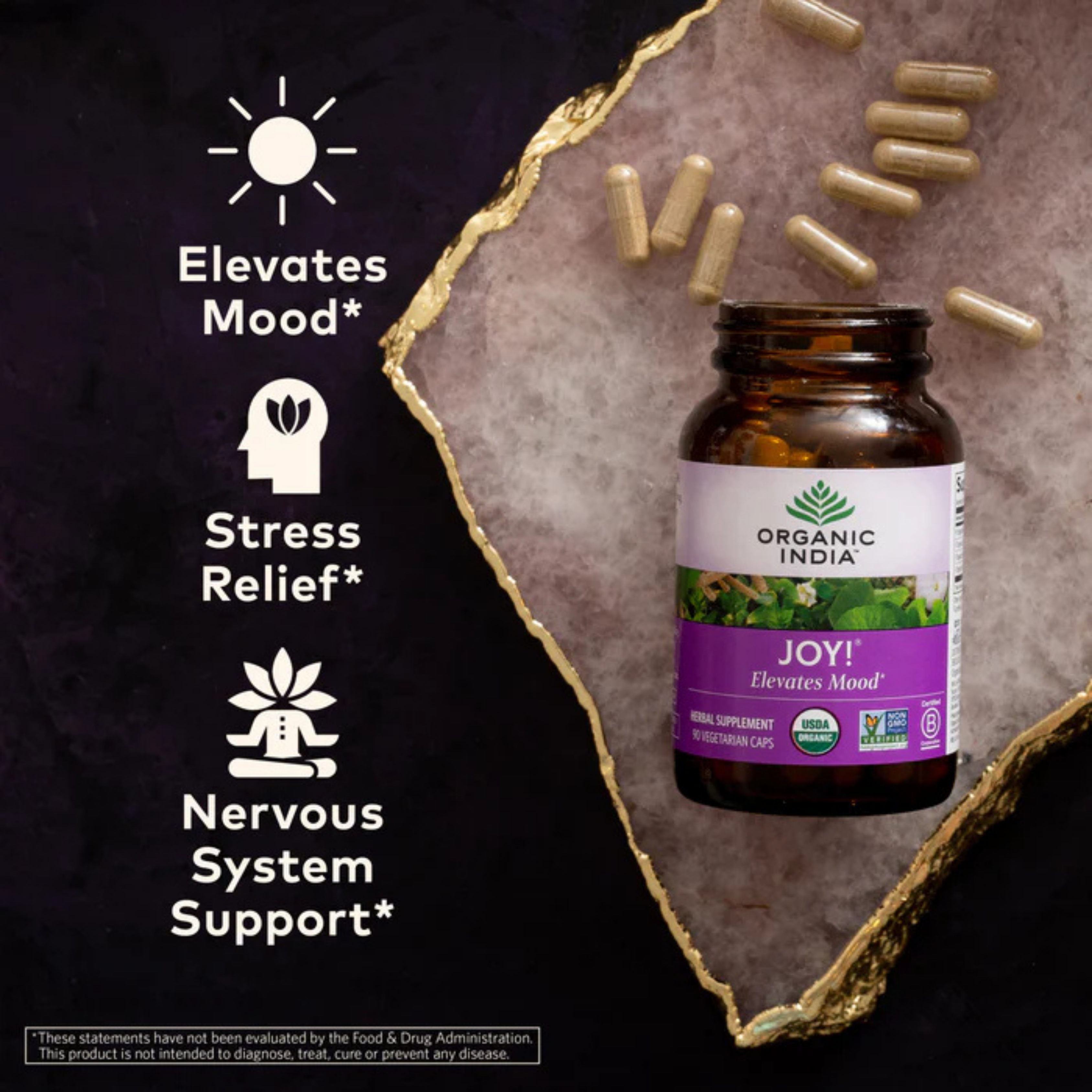 Organic India, Joy Elevates Mood, 90 Vegetarian Caps