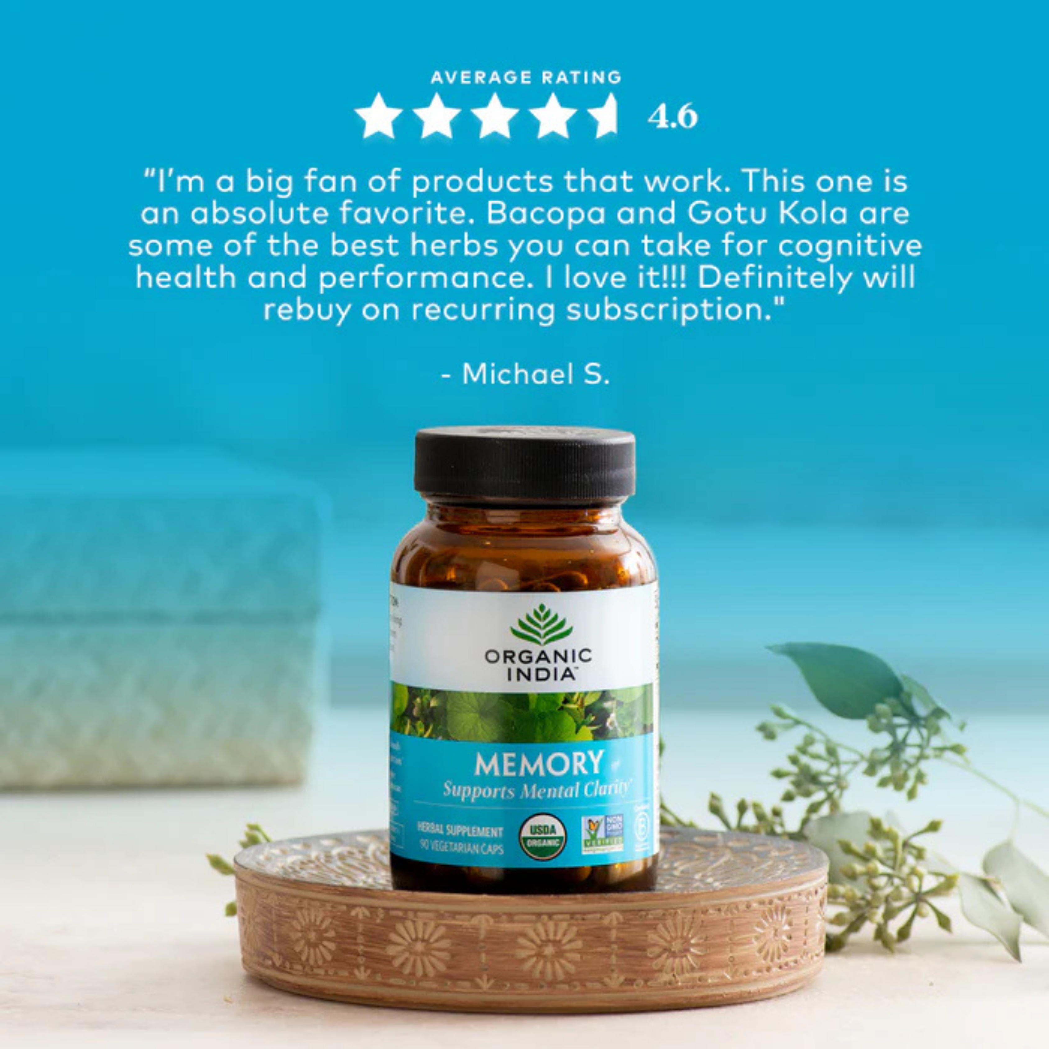 Organic India, Memory, 90 Vegetarian Caps