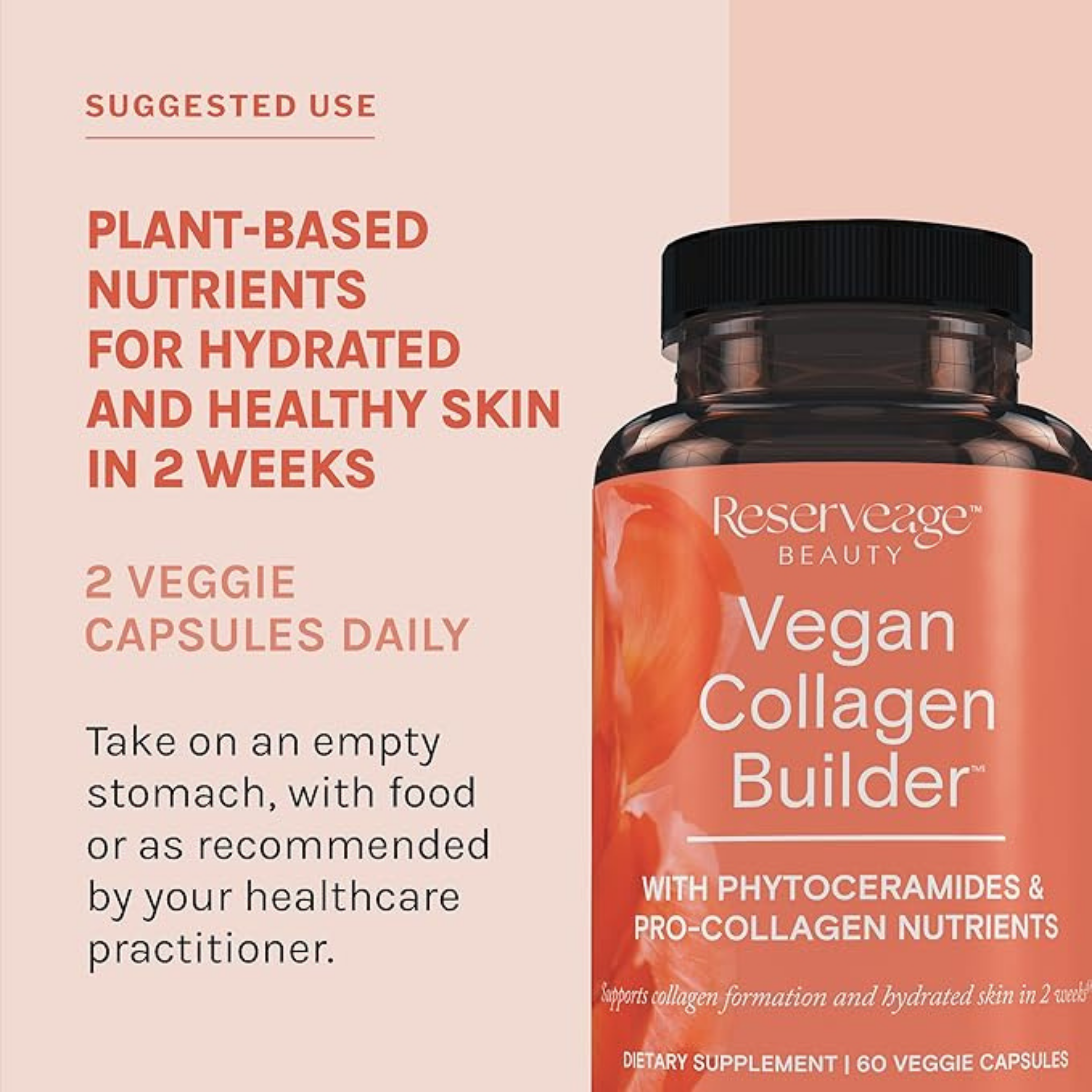 Reserveage Beauty, Vegan Collagen Builder, 60 Capsules