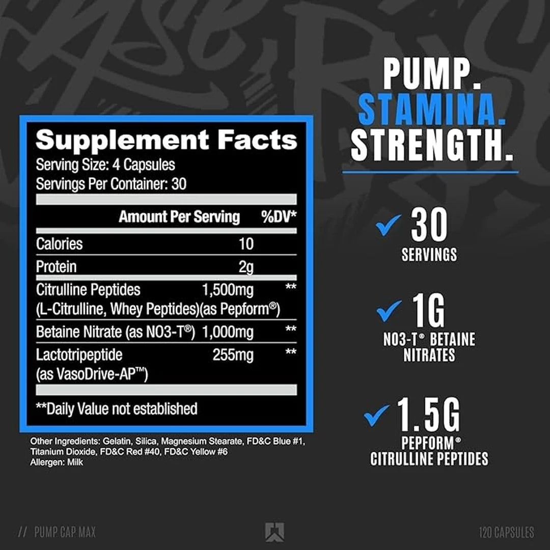 RYSE, Blackout Pump Cap Max Food Supplement, 120 Capsules, Stimulant Free
