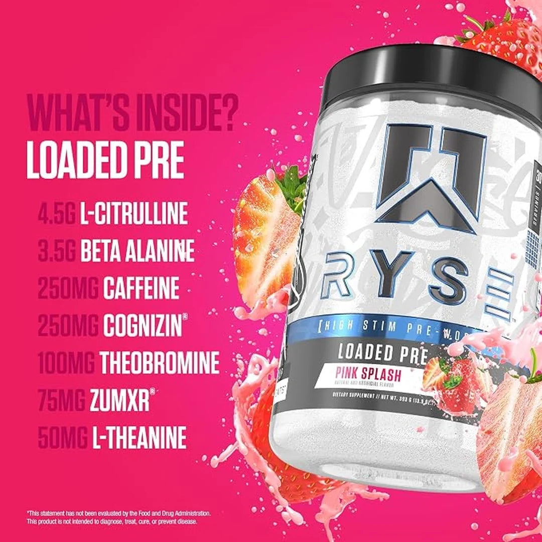 RYSE, Loaded Pre, High Stim Pre-Workout, Pink Splash, 13.9 oz (393 g)