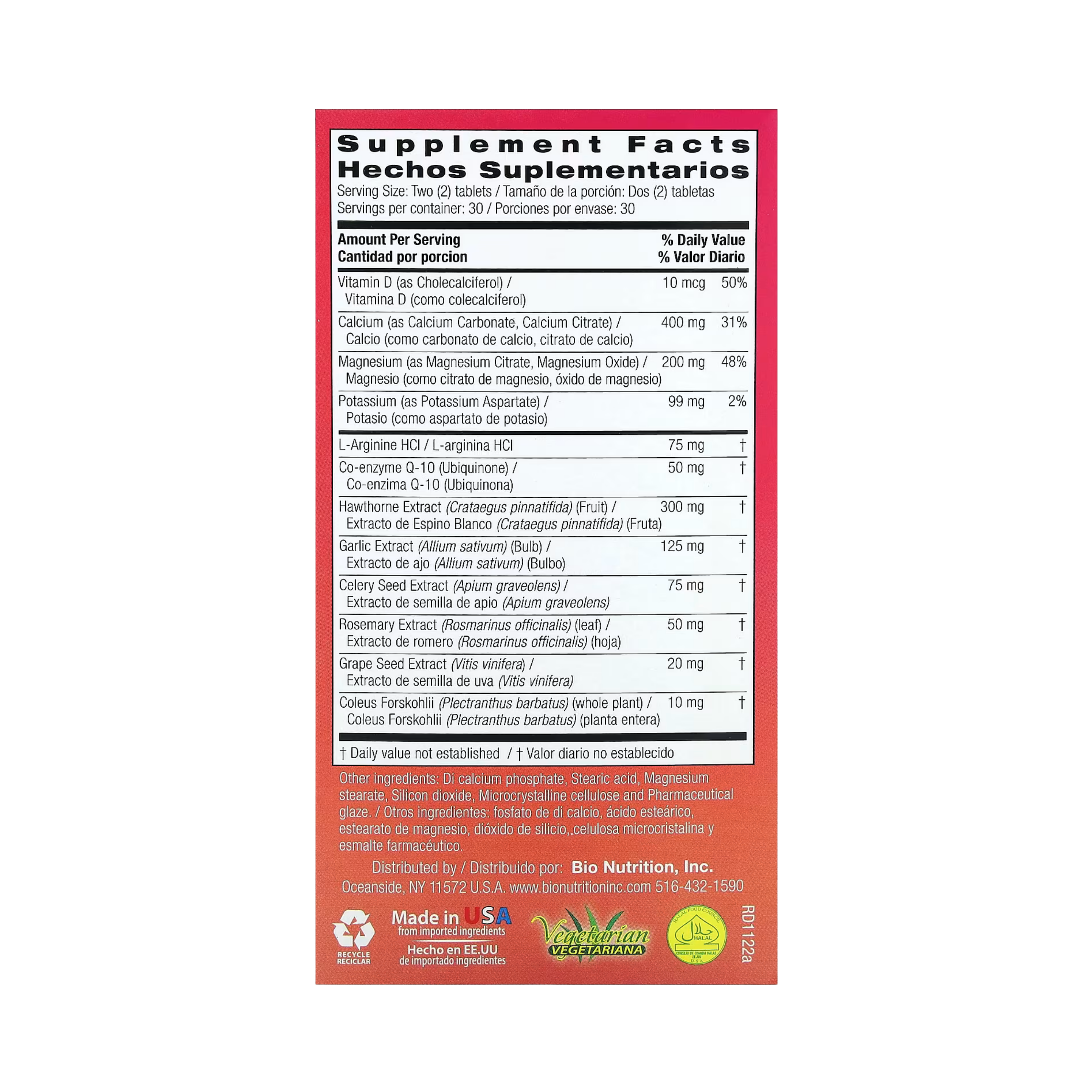 Bio Nutrition, Blood Pressure Wellness, 60 Tablets