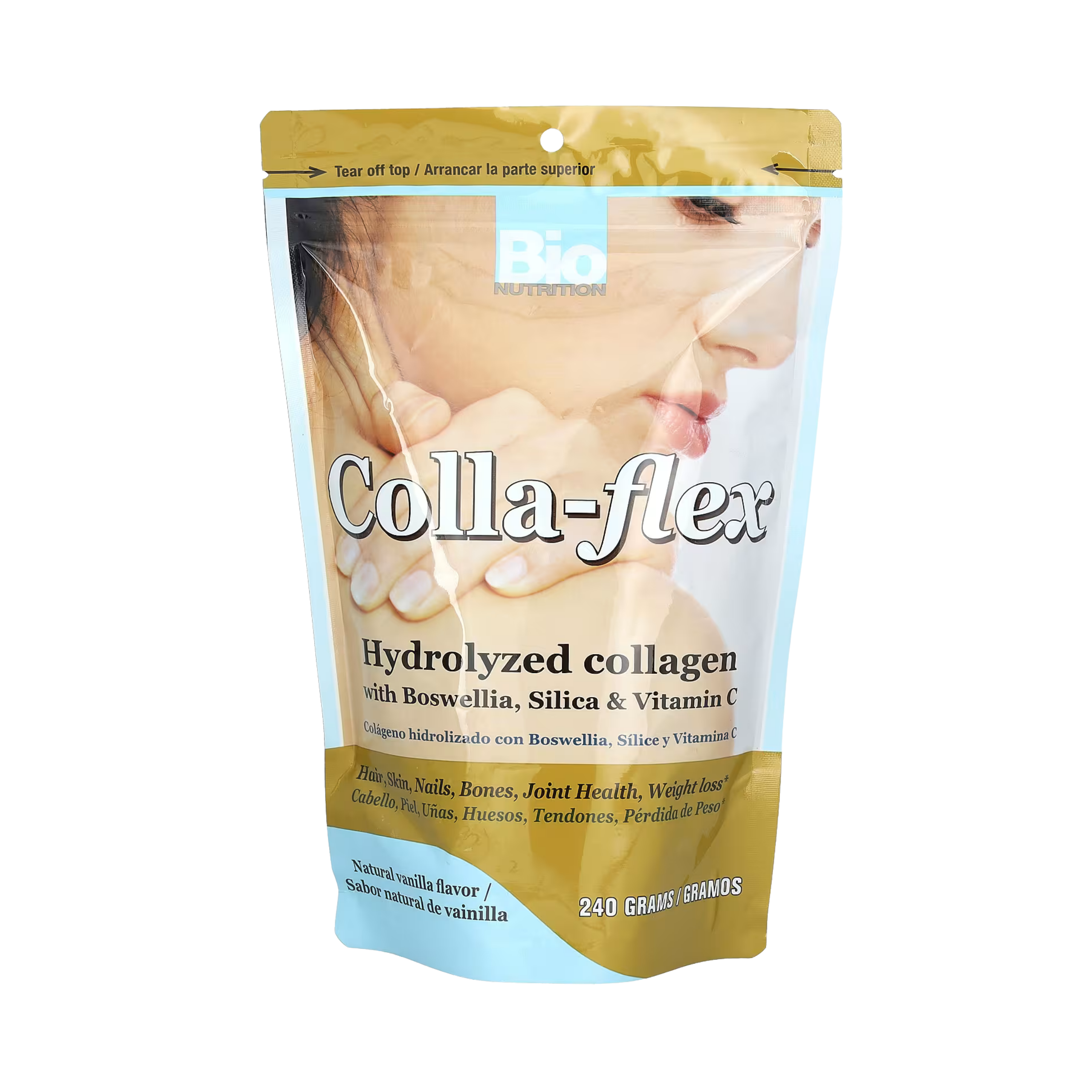 Bio Nutrition, Colla-Flex, Hydrolyzed Collagen with Boswellia, Silica & Vitamin C, Natural Vanilla, 240 g