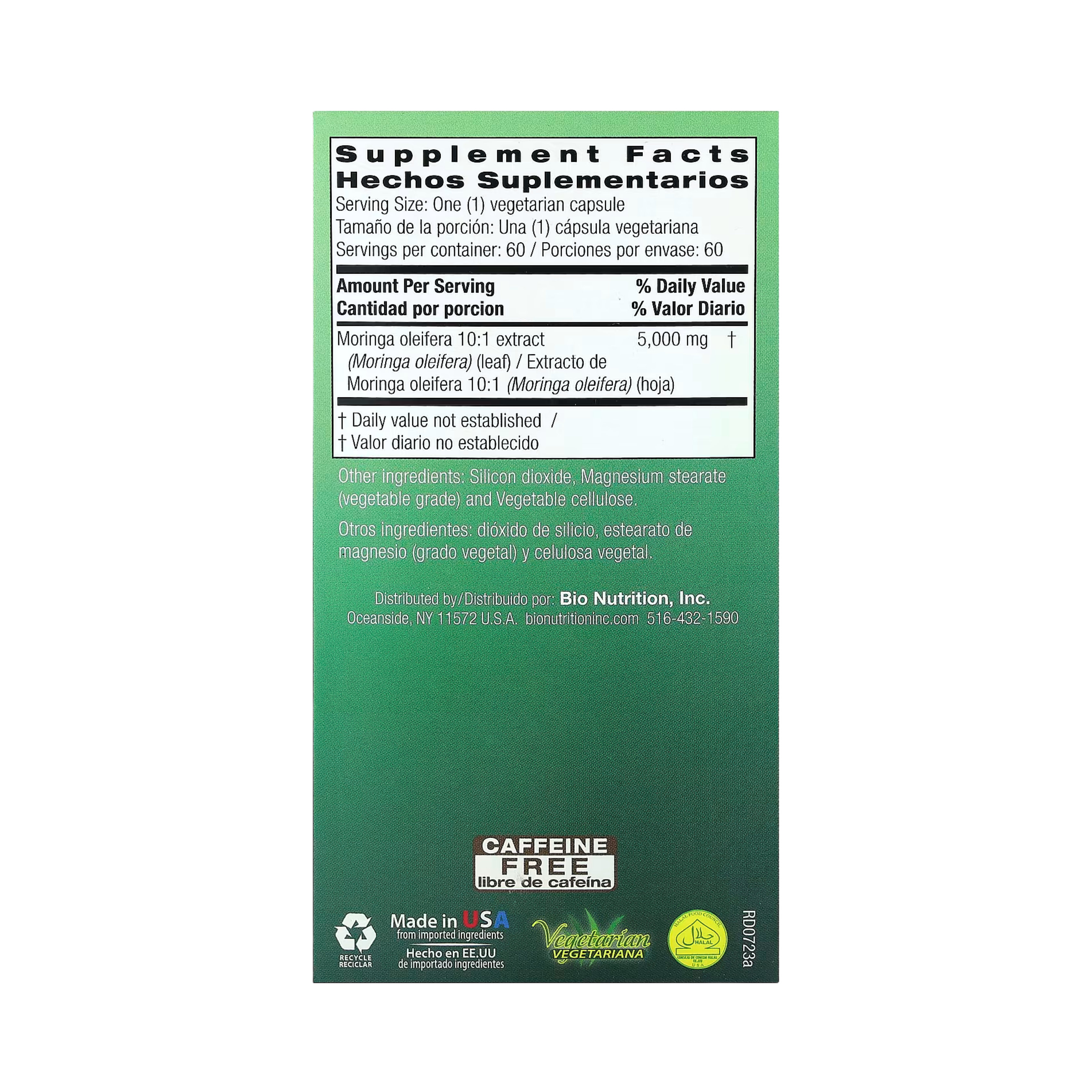 Bio Nutrition, Moringa, 5,000 Mg, 60 Vegetarian Capsules
