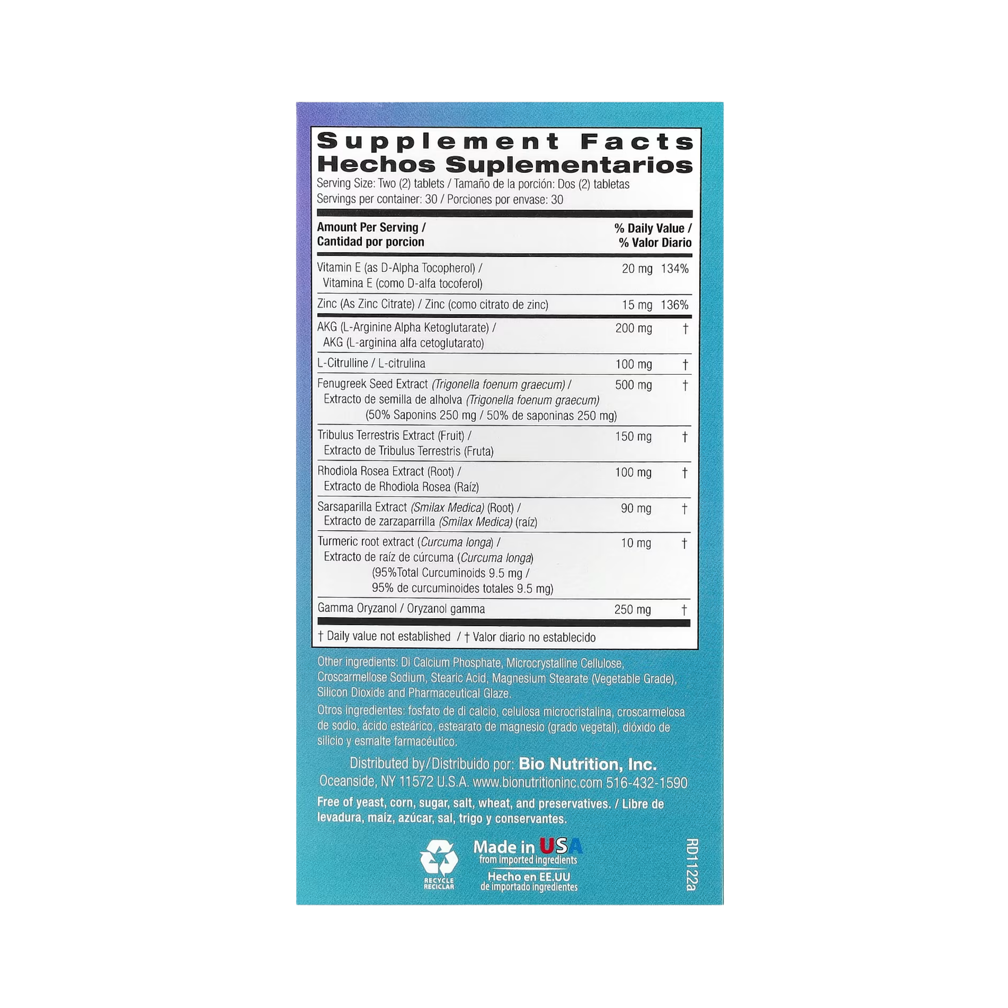 Bio Nutrition, Testosterone Wellness, For Men, 60 Tablets