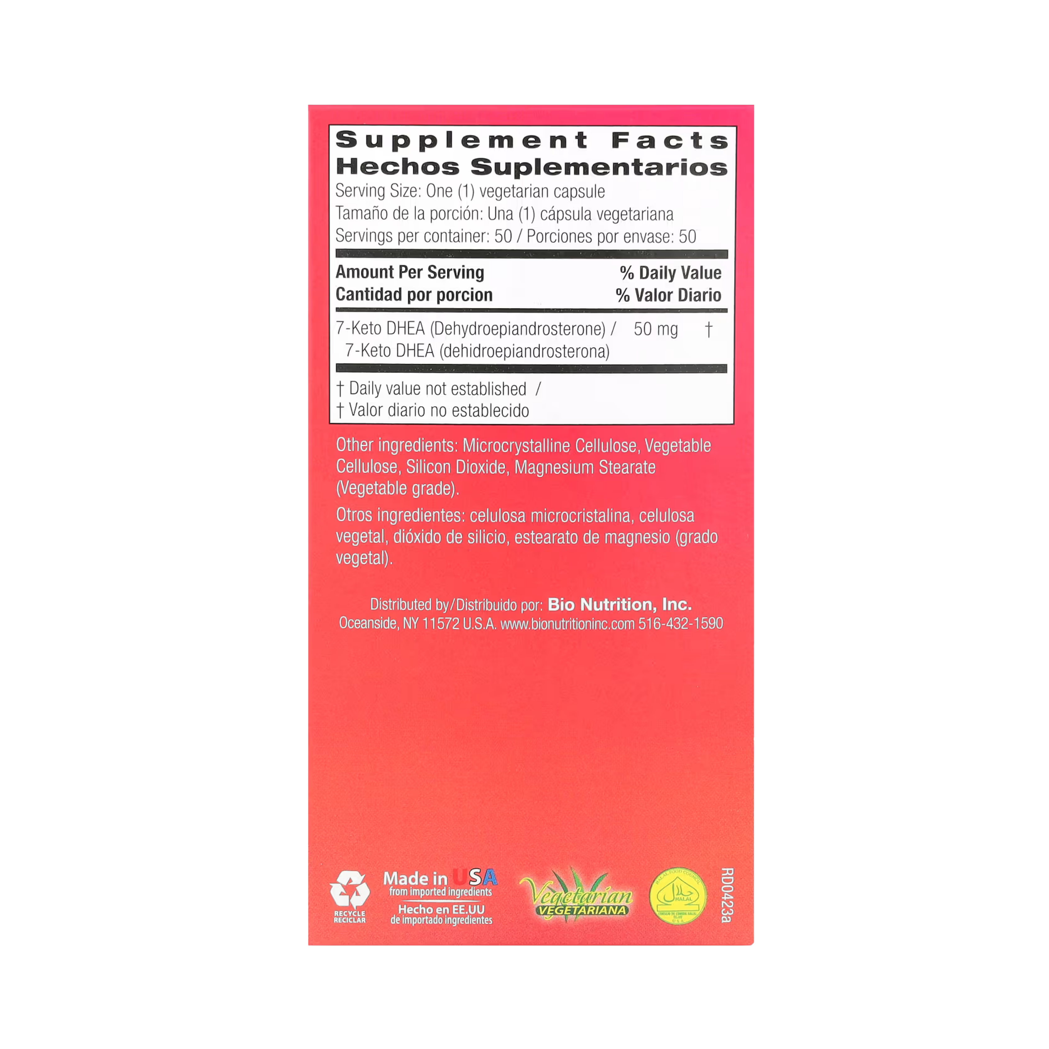 Bio Nutrition, 7-Keto, DHEA, 50 Mg, 50 Vegetarian Capsules